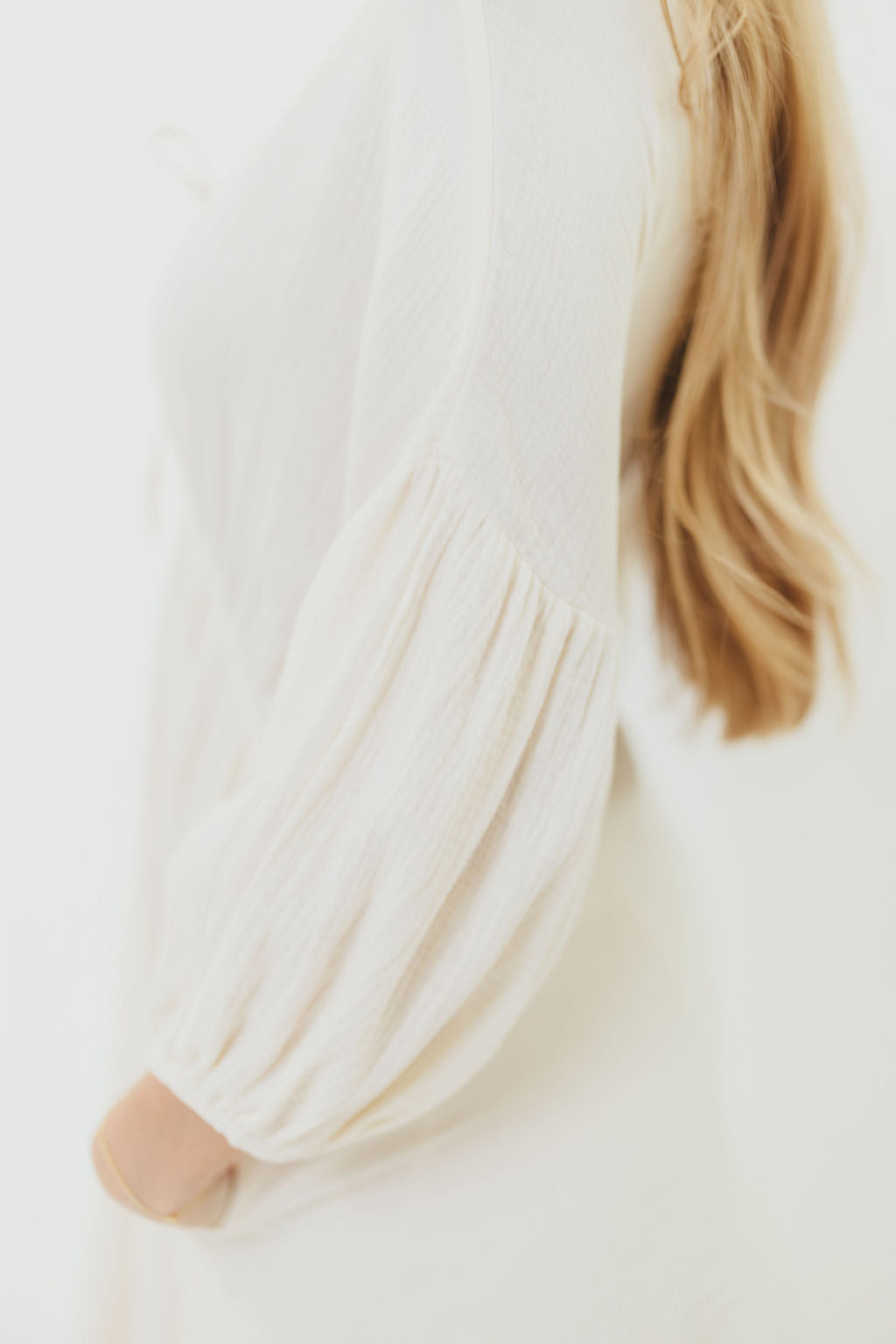 Hunter 100% Cotton Gauze Midi Dress in Soy - Bump Friendly *9/22 PRE-ORDER*