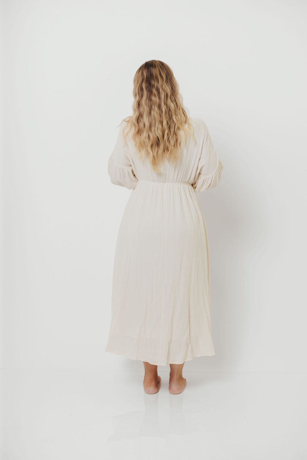 Hunter 100% Cotton Gauze Midi Dress in Soy - Bump Friendly *9/22 PRE-ORDER*
