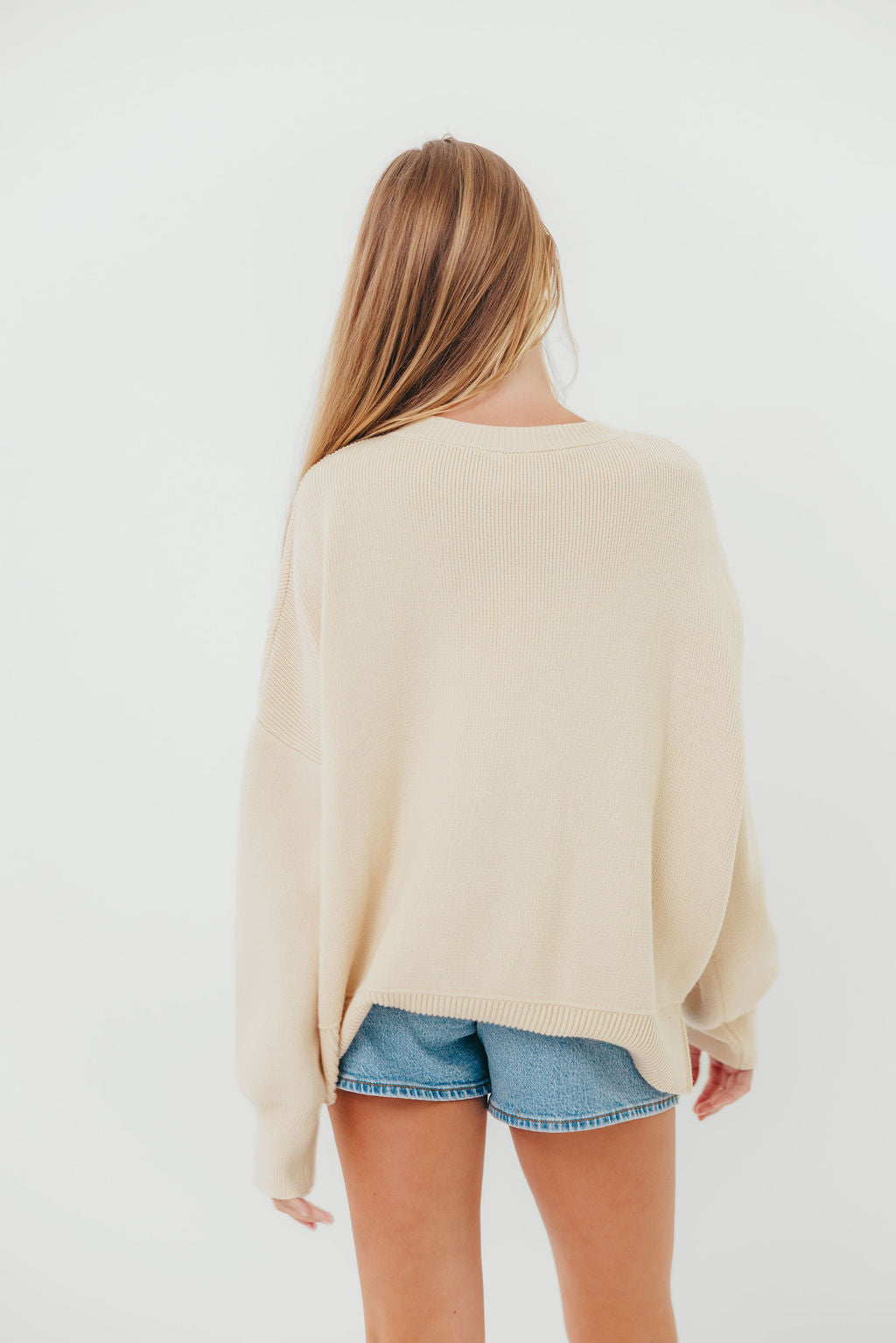 Leigh Drop Shoulder Sweater in Ecru
