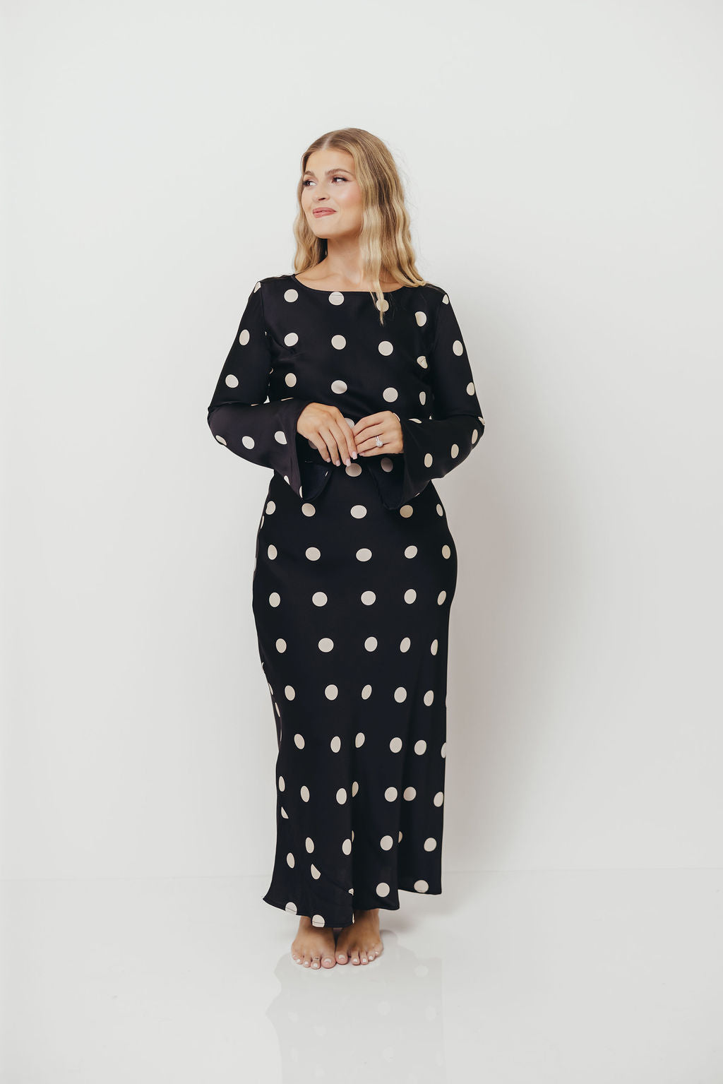 Georgie Polka Dot Maxi Dress in Black