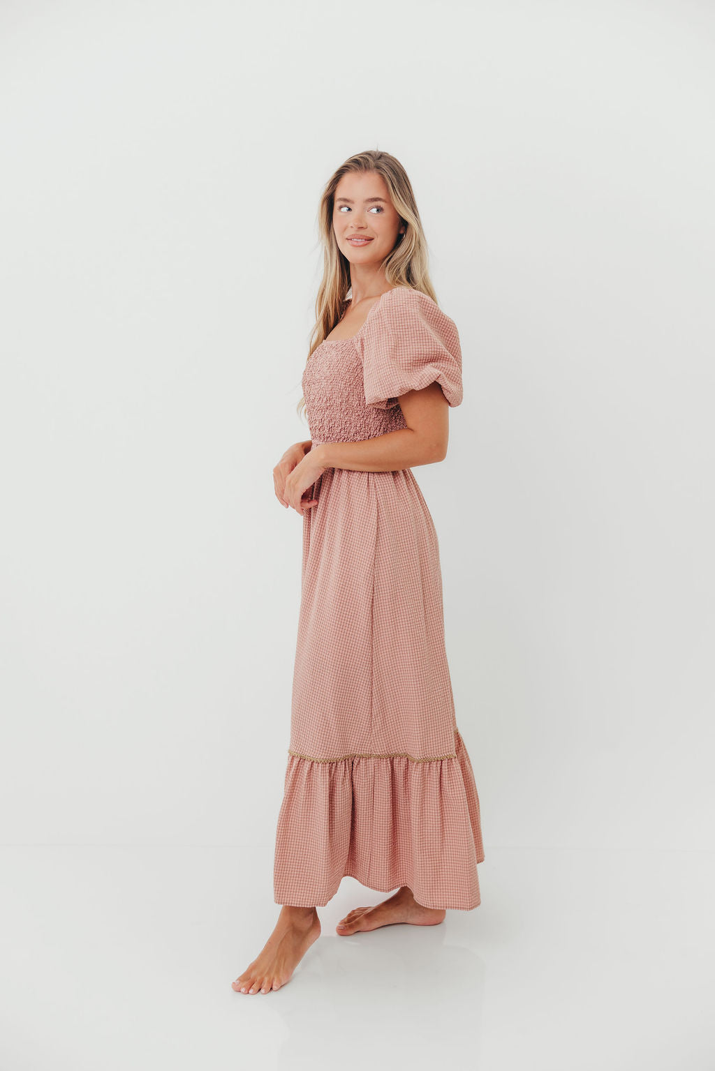 Laverne Special Smocking Maxi Dress in Dusty Rose
