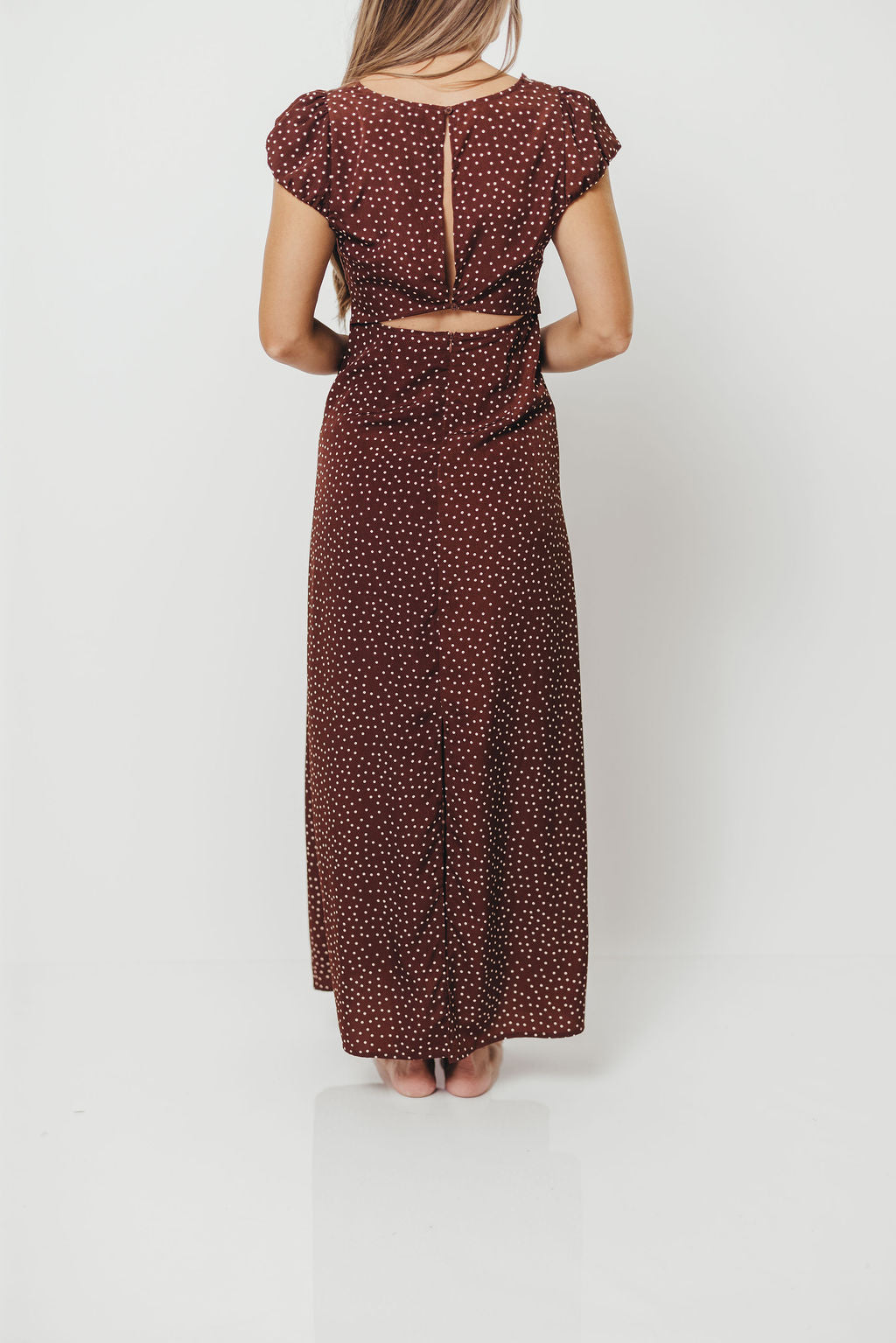 Rhiannon Maxi Dress in Brown/White