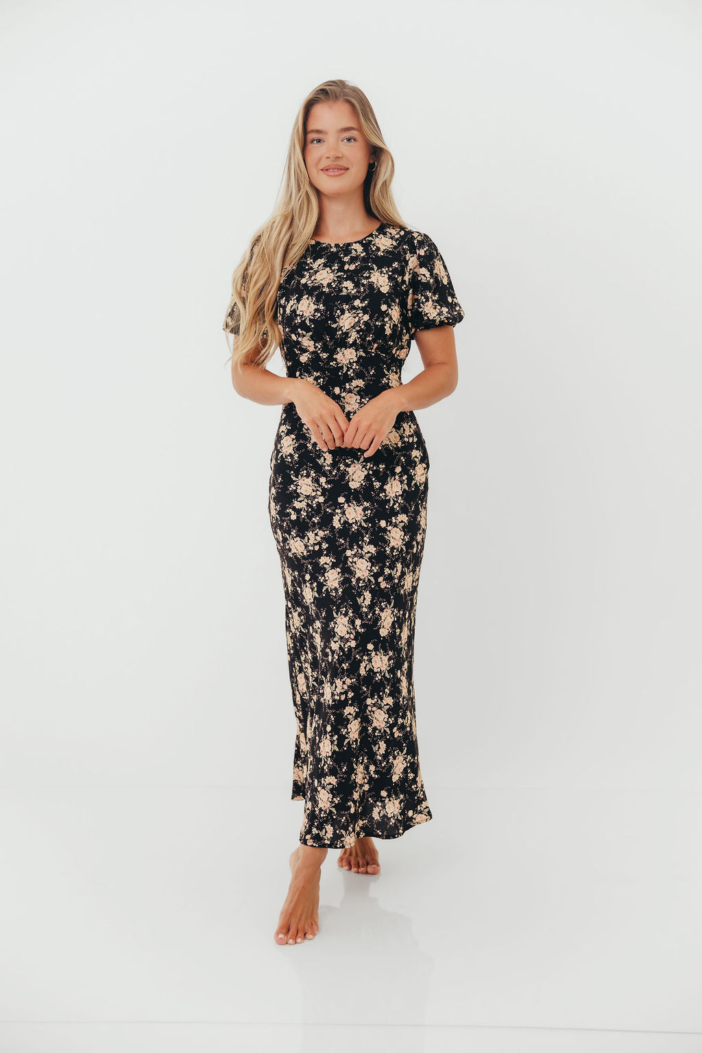 Annie Maxi Dress in Black Floral