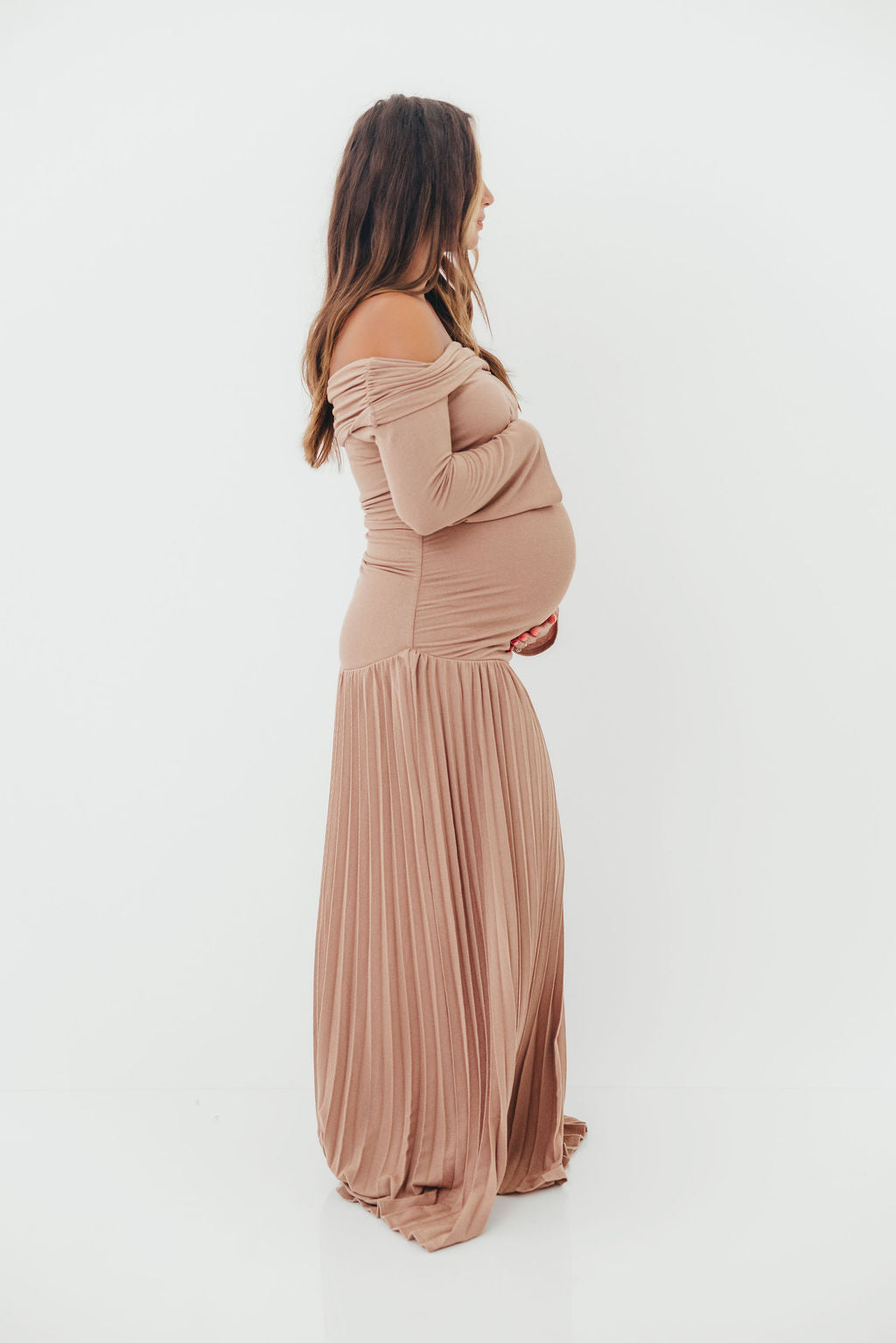 Lennox Long Sleeve Maxi Dress in Taupe