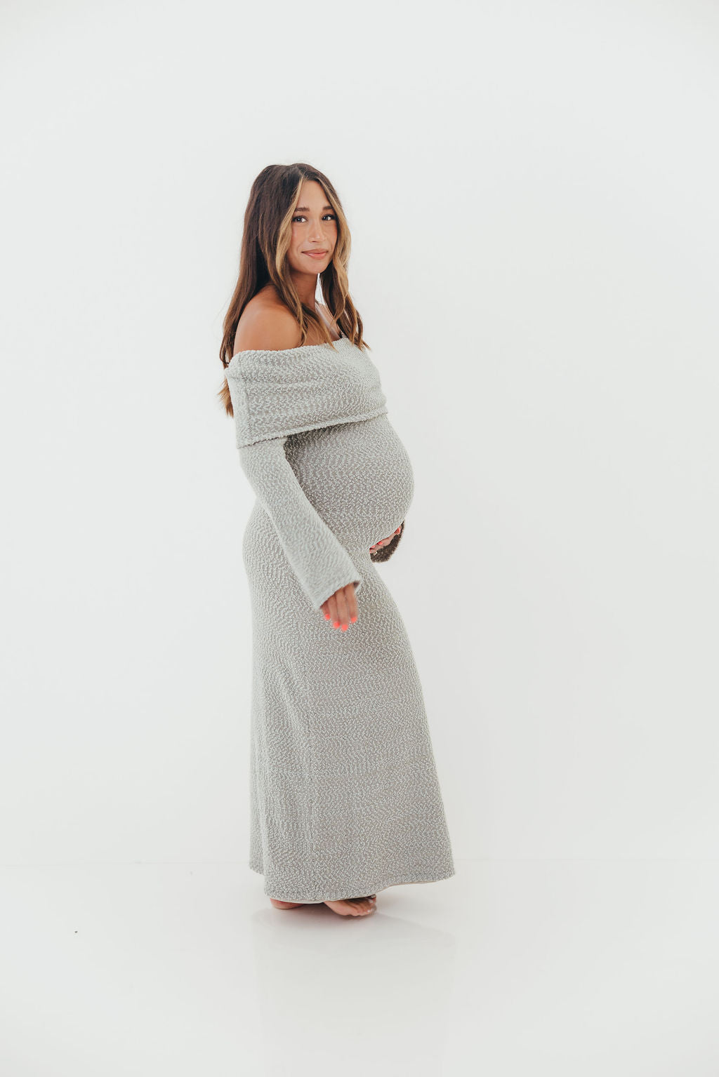 Nora Knit Maxi Dress in Dusty Sage - Bump Friendly
