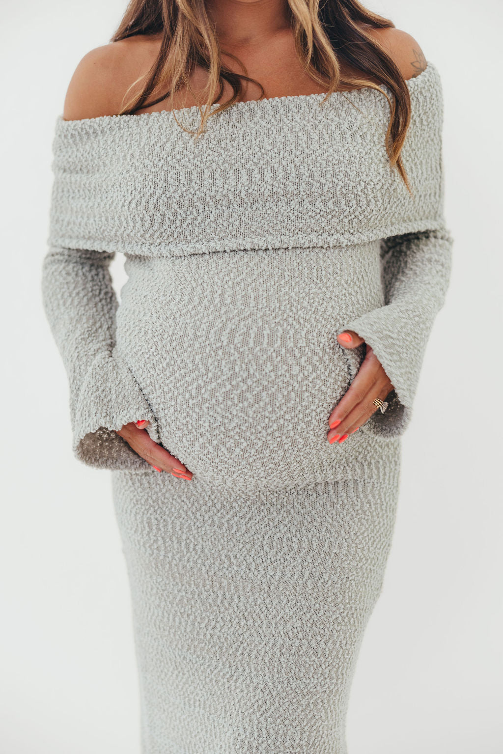 Nora Knit Maxi Dress in Dusty Sage - Bump Friendly