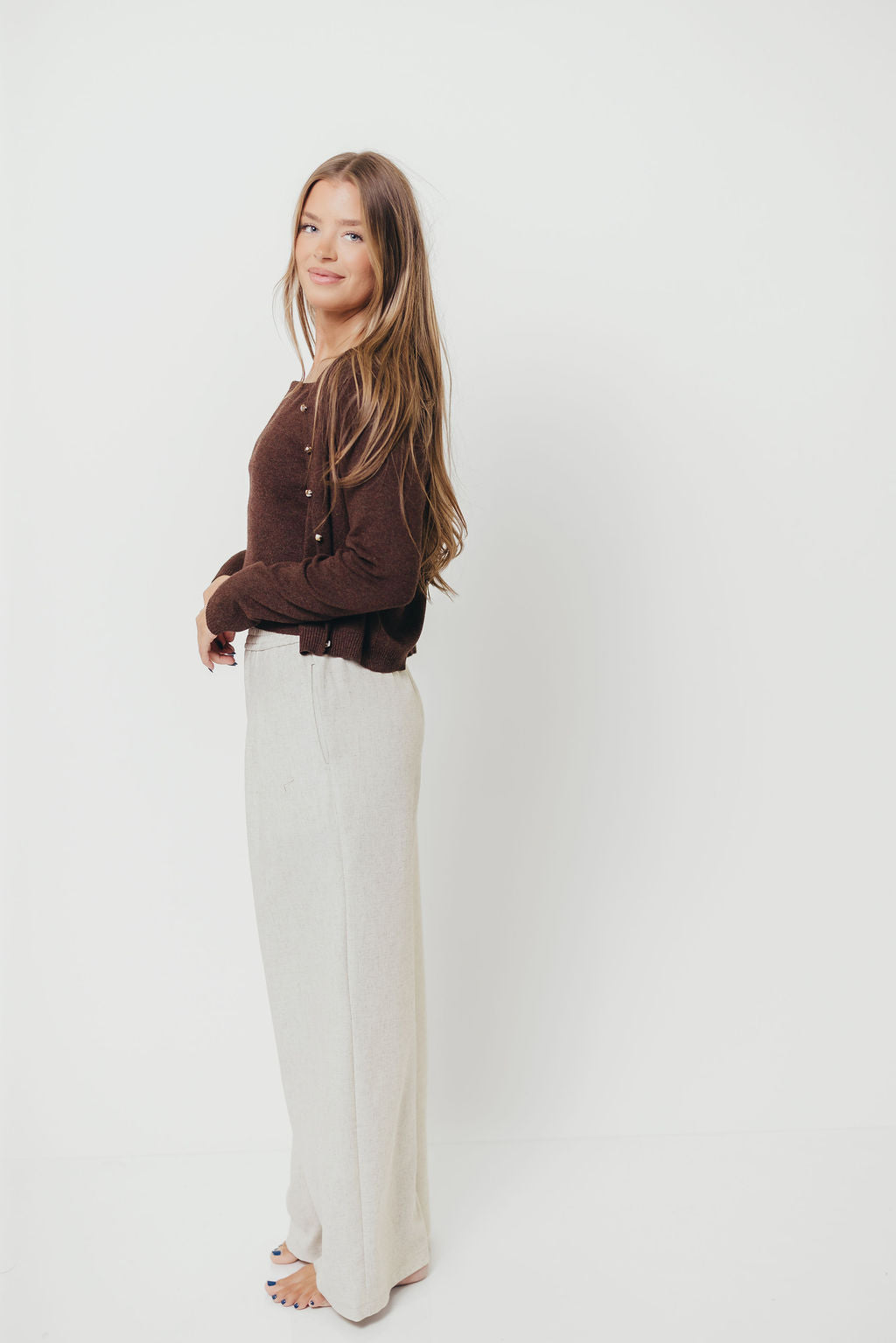 Jayla Knit Tank and Cardigan Set in Espresso