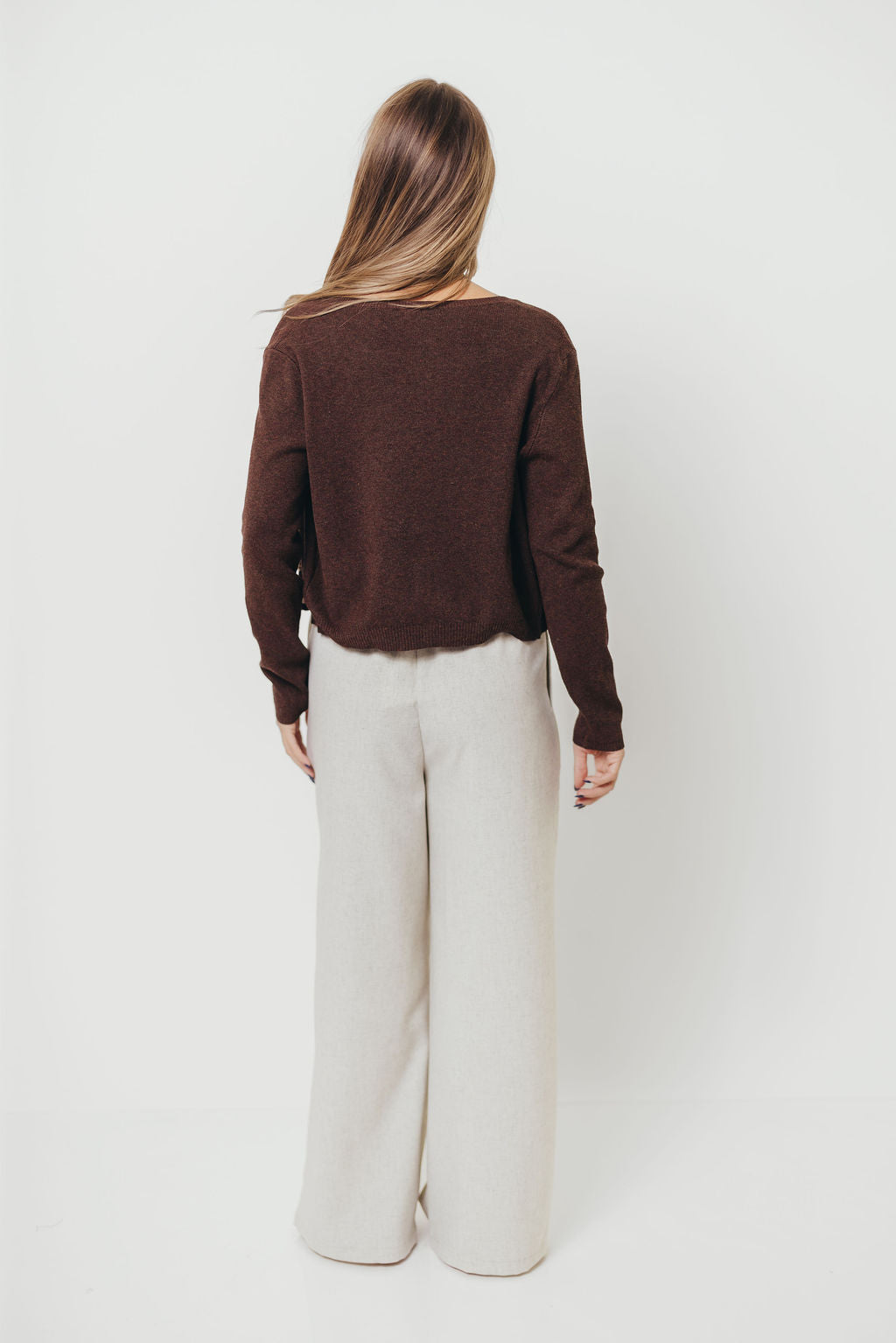 Jayla Knit Tank and Cardigan Set in Espresso