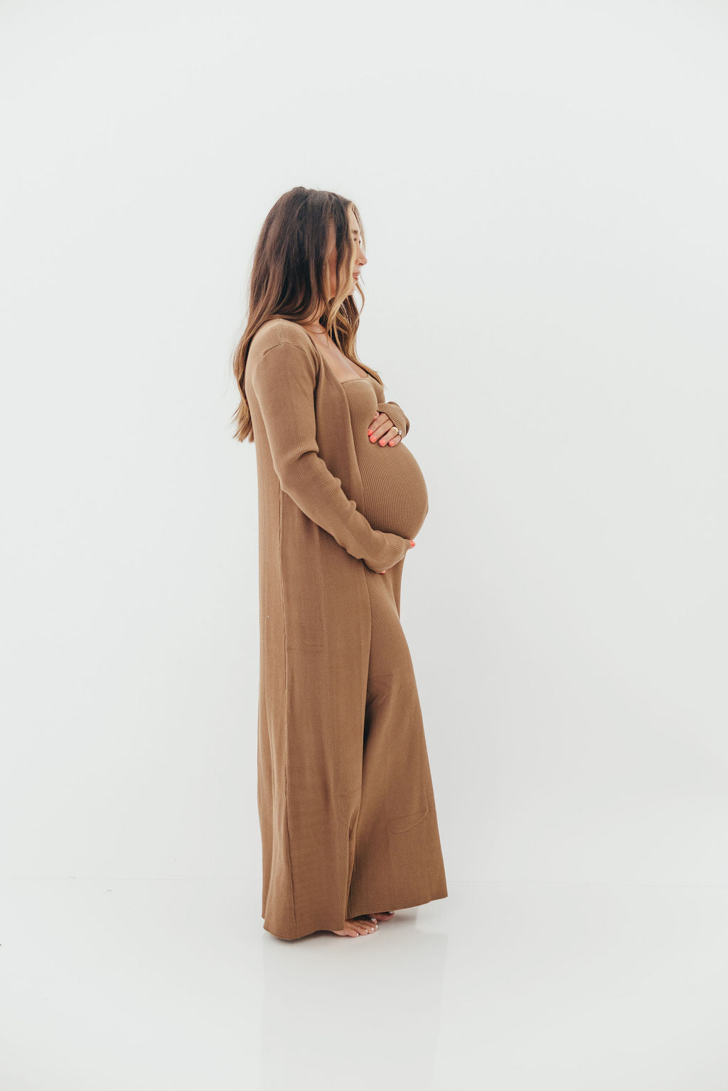 Lina Two Piece Dress Set in Taupe - Bump Friendly & Inclusive Sizing