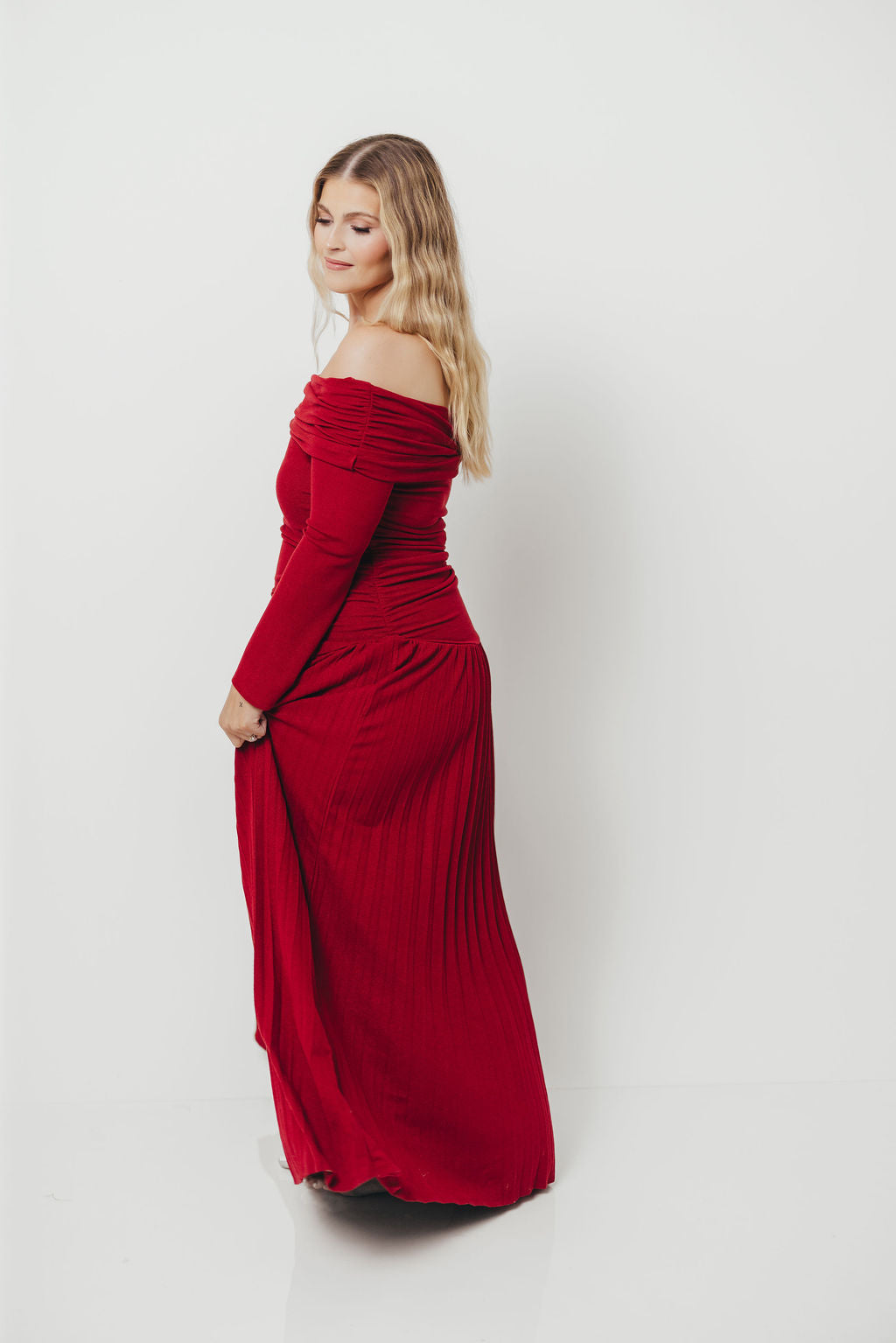 Lennox Long Sleeve Maxi Dress in Red