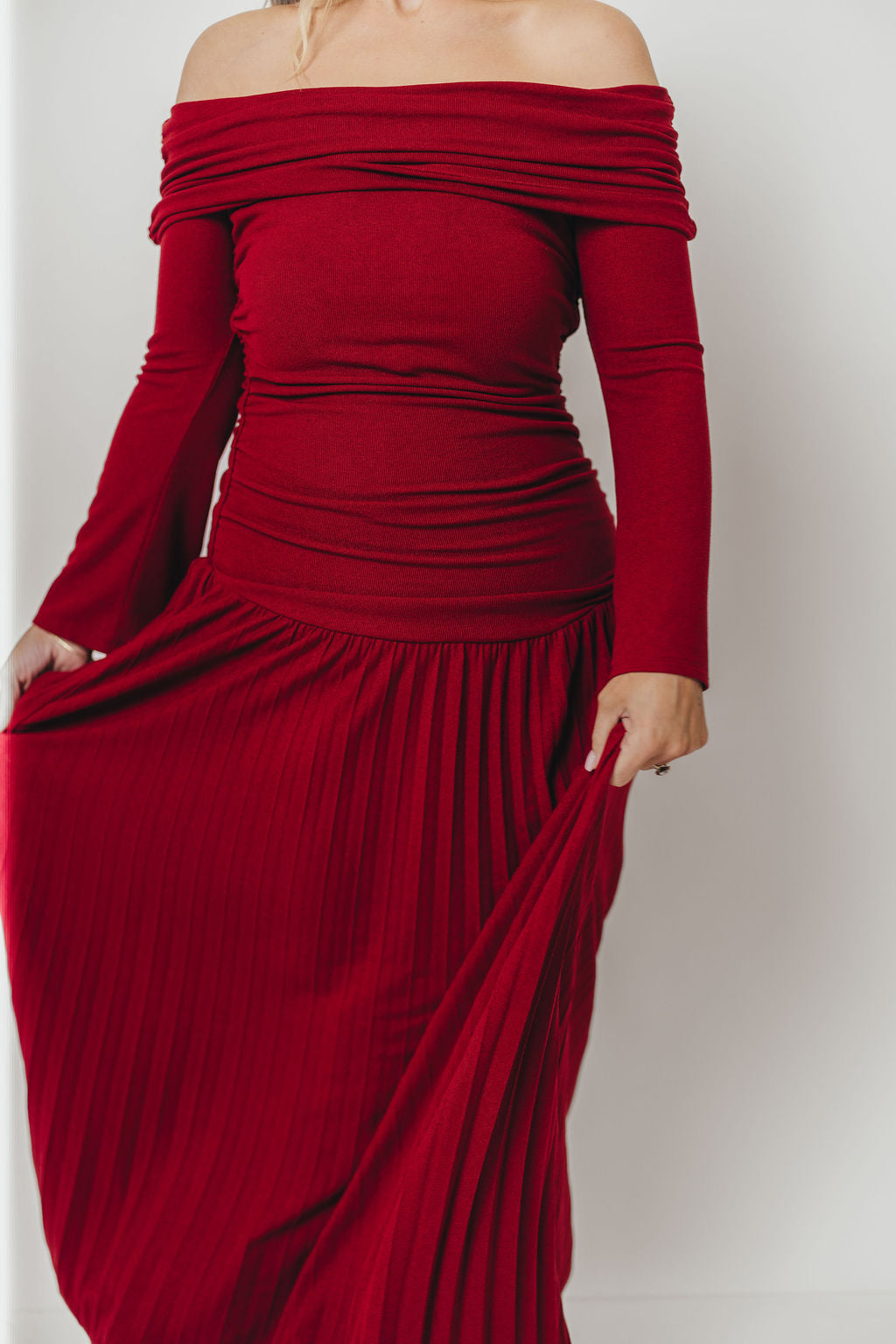 Lennox Long Sleeve Maxi Dress in Red