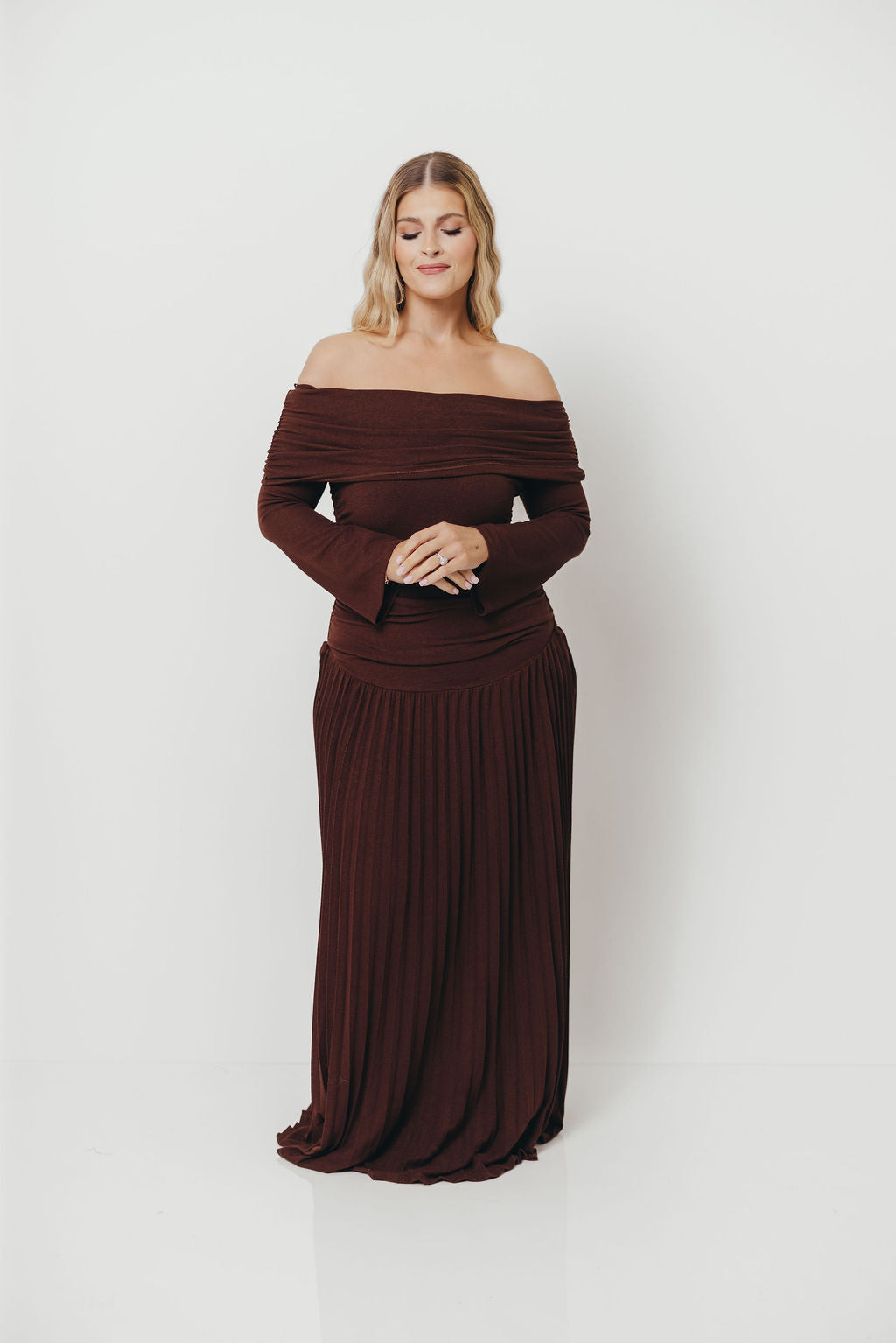Lennox Long Sleeve Maxi Dress in Brown
