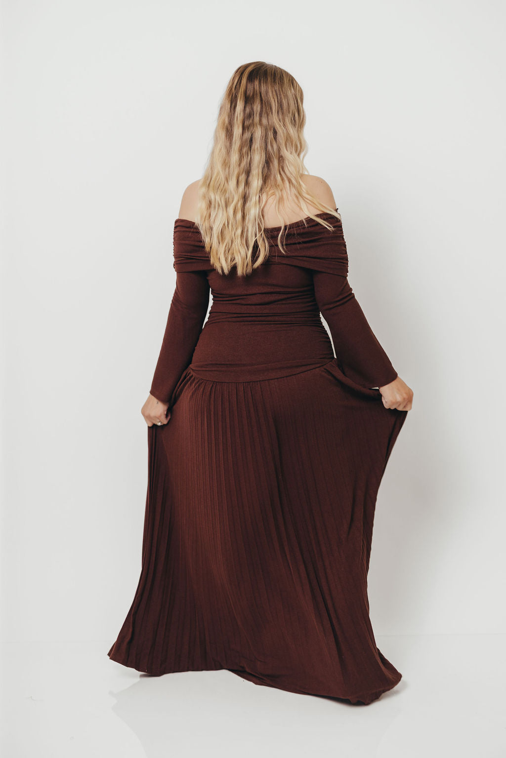 Lennox Long Sleeve Maxi Dress in Brown