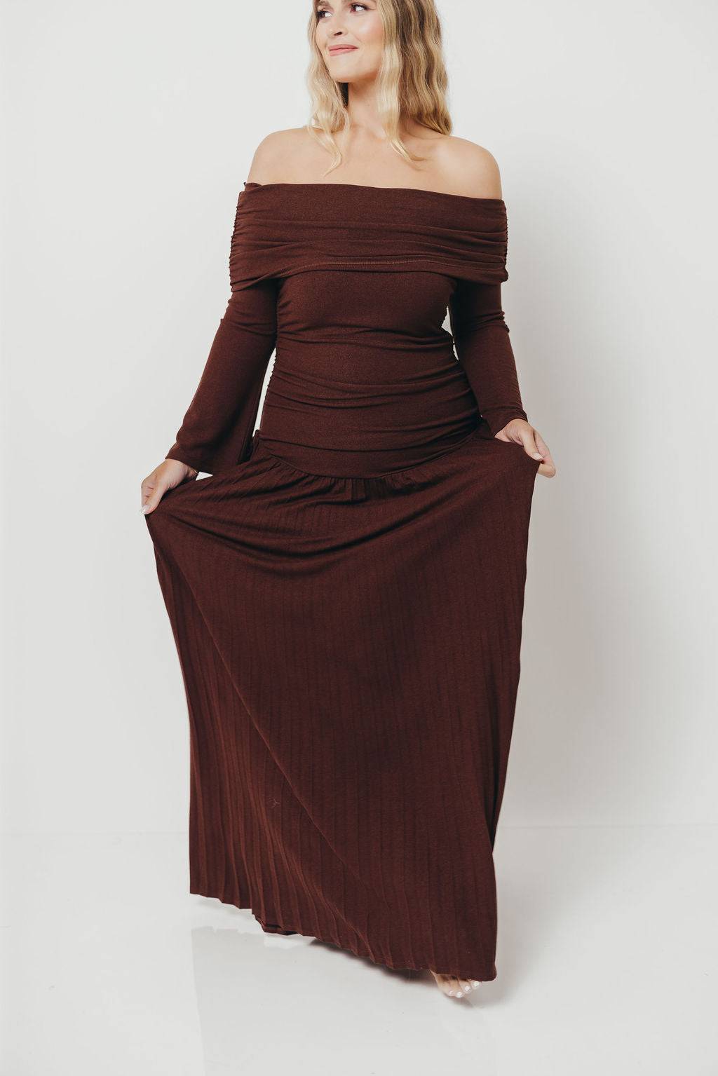 Lennox Long Sleeve Maxi Dress in Brown