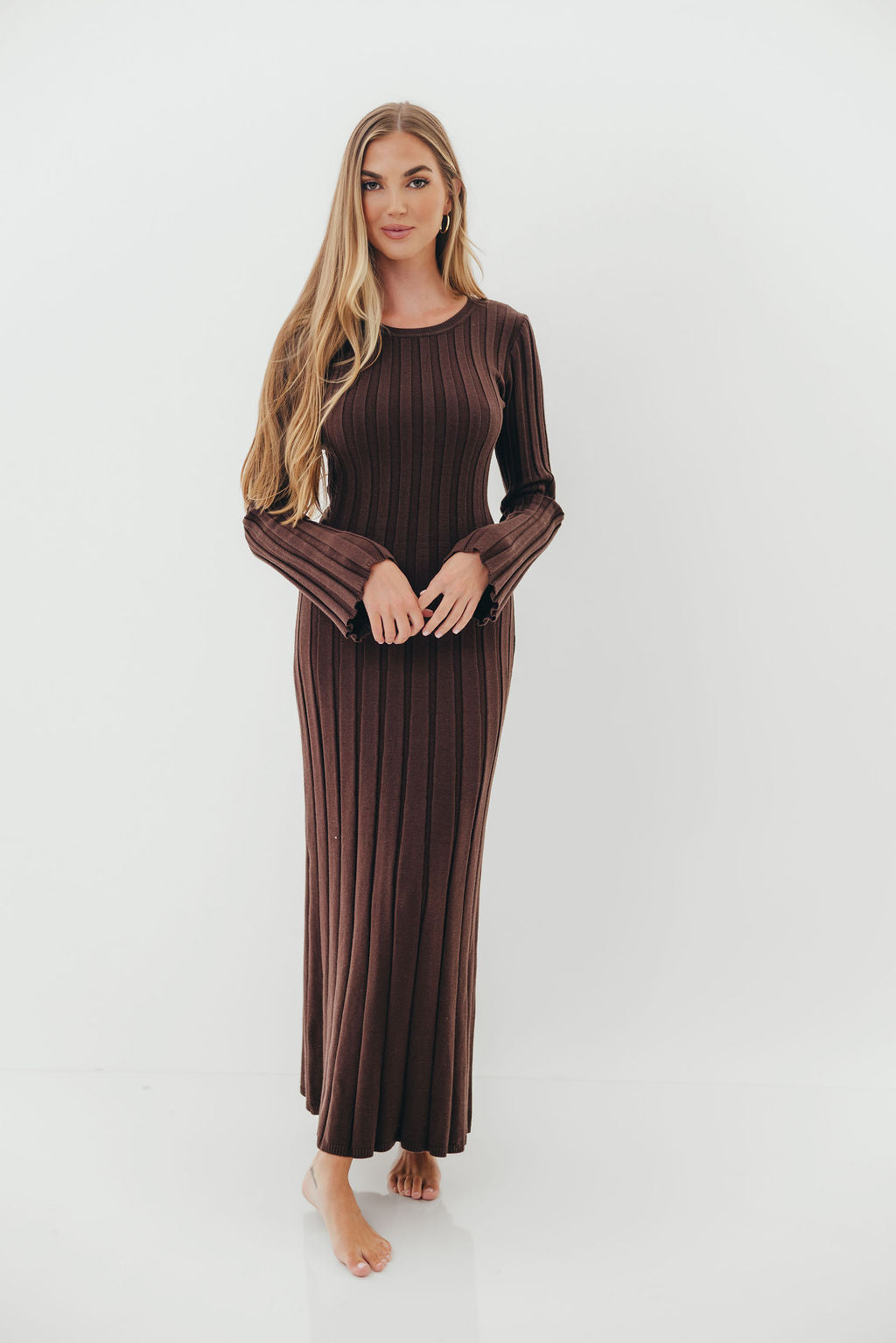 Colette Luxe Maxi Dress in Chocolate Brown