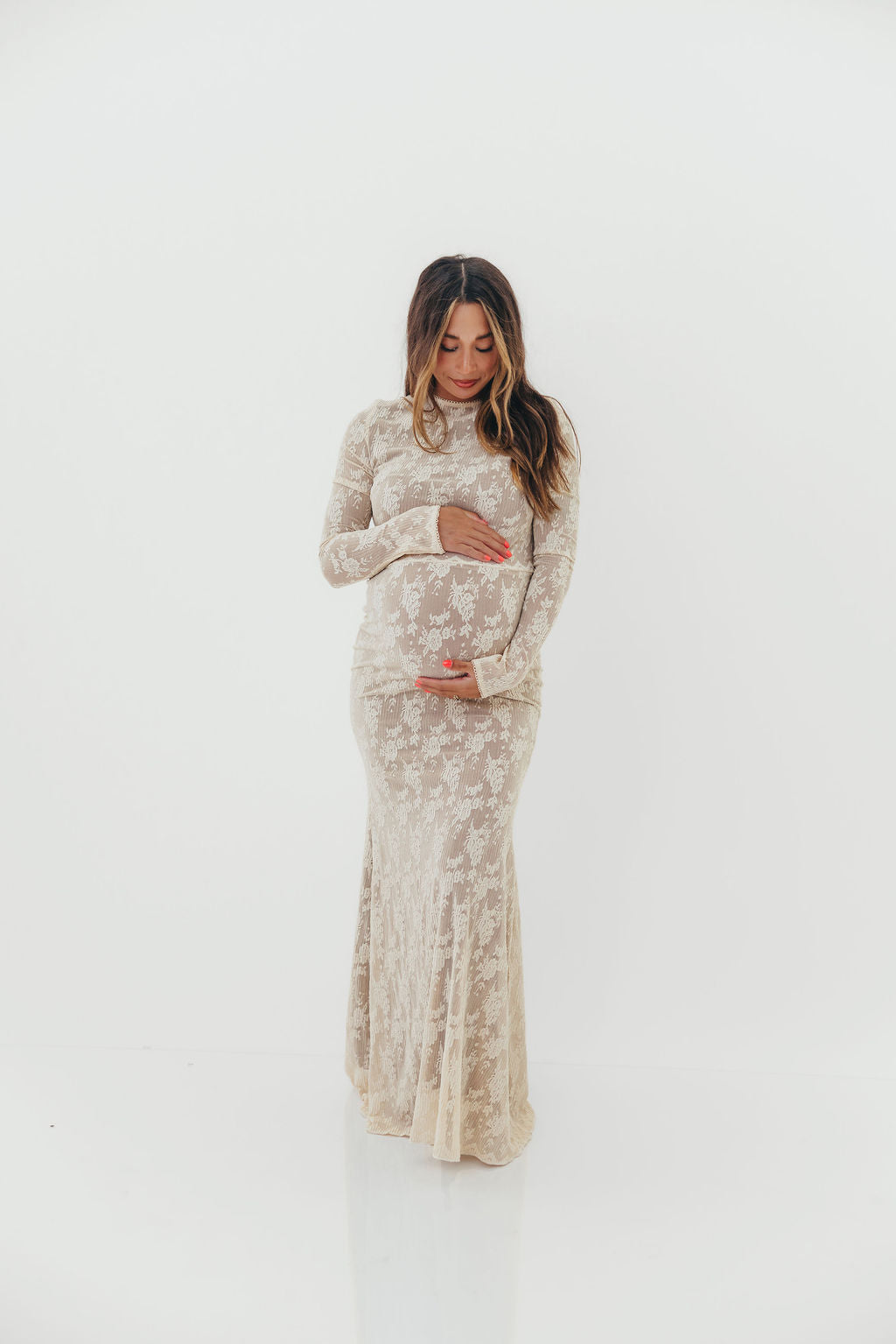 Seraphine Lace Maxi Dress in Cream - Inclusive Sizing & Bump Friendly (Size Up for Bump)