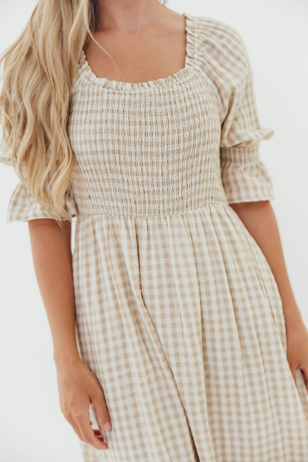 Sienna 100% Cotton Puff Sleeve Maxi Dress in Natural - Bump Friendly