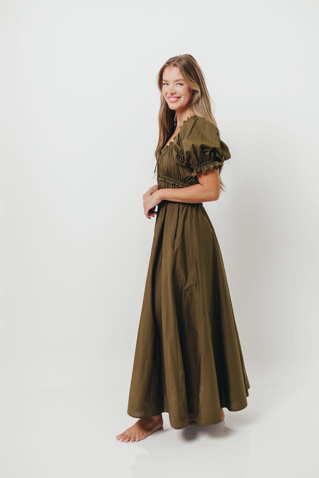 Sydnee Cotton Maxi Dress in Dusty Olive - Bump Friendly