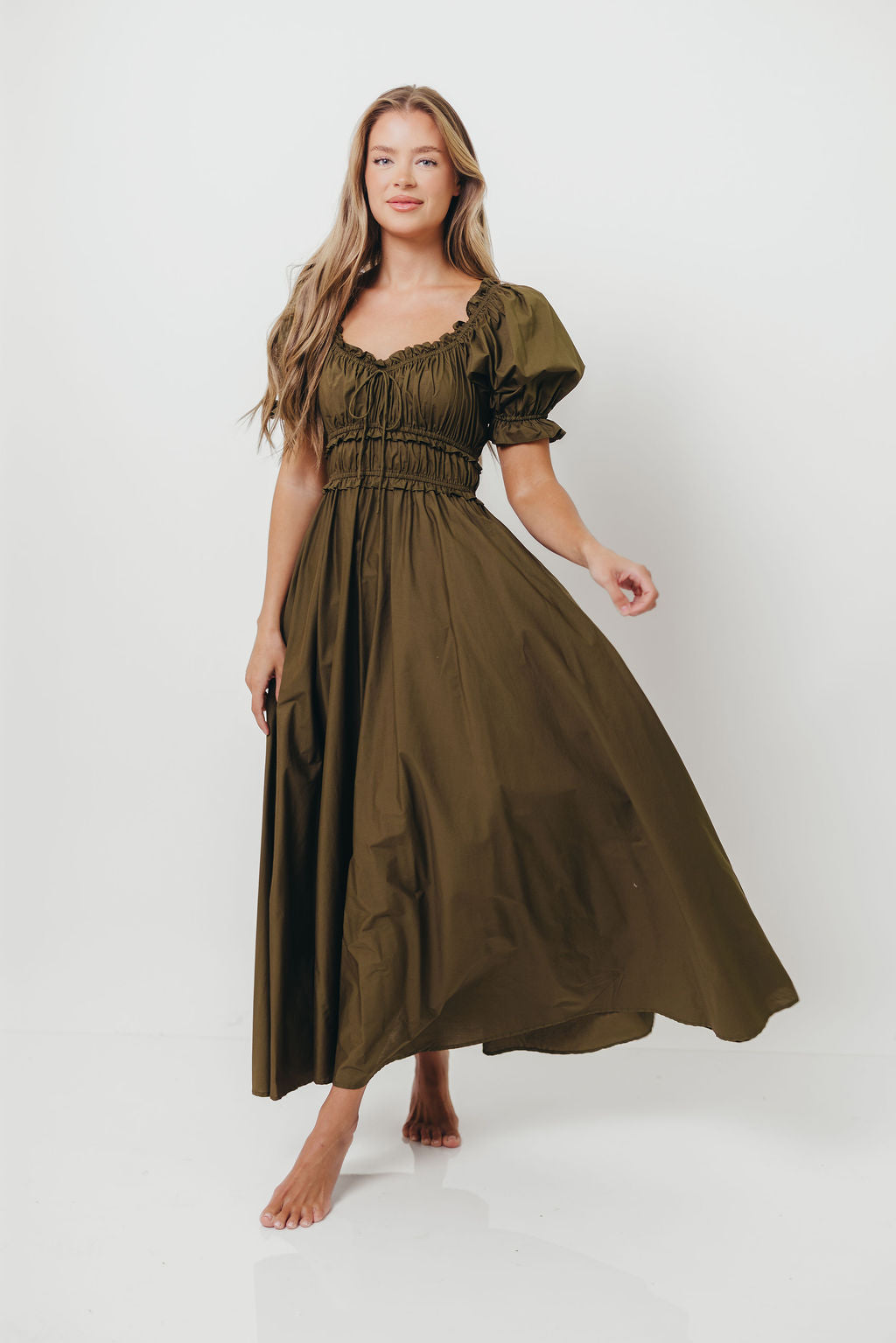 Sydnee Cotton Maxi Dress in Dusty Olive - Bump Friendly