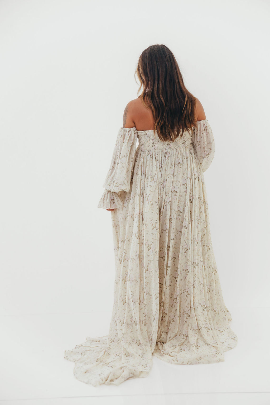 Delilah Maxi Dress with Train in Blush - Bump Friendly