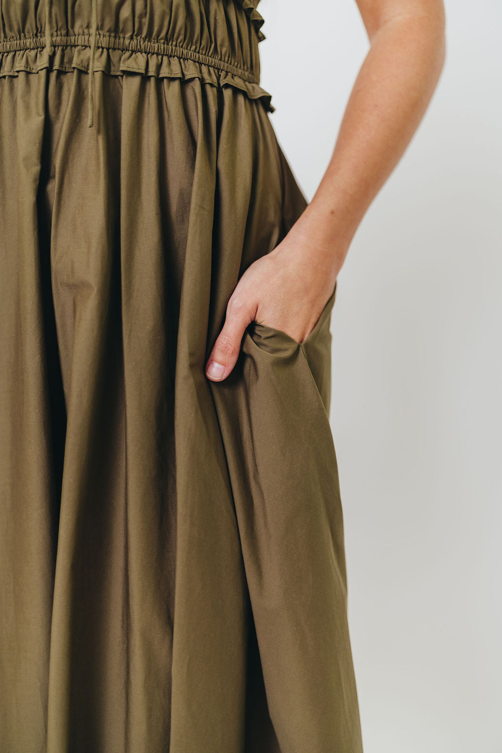 Sydnee Cotton Maxi Dress in Dusty Olive - Bump Friendly