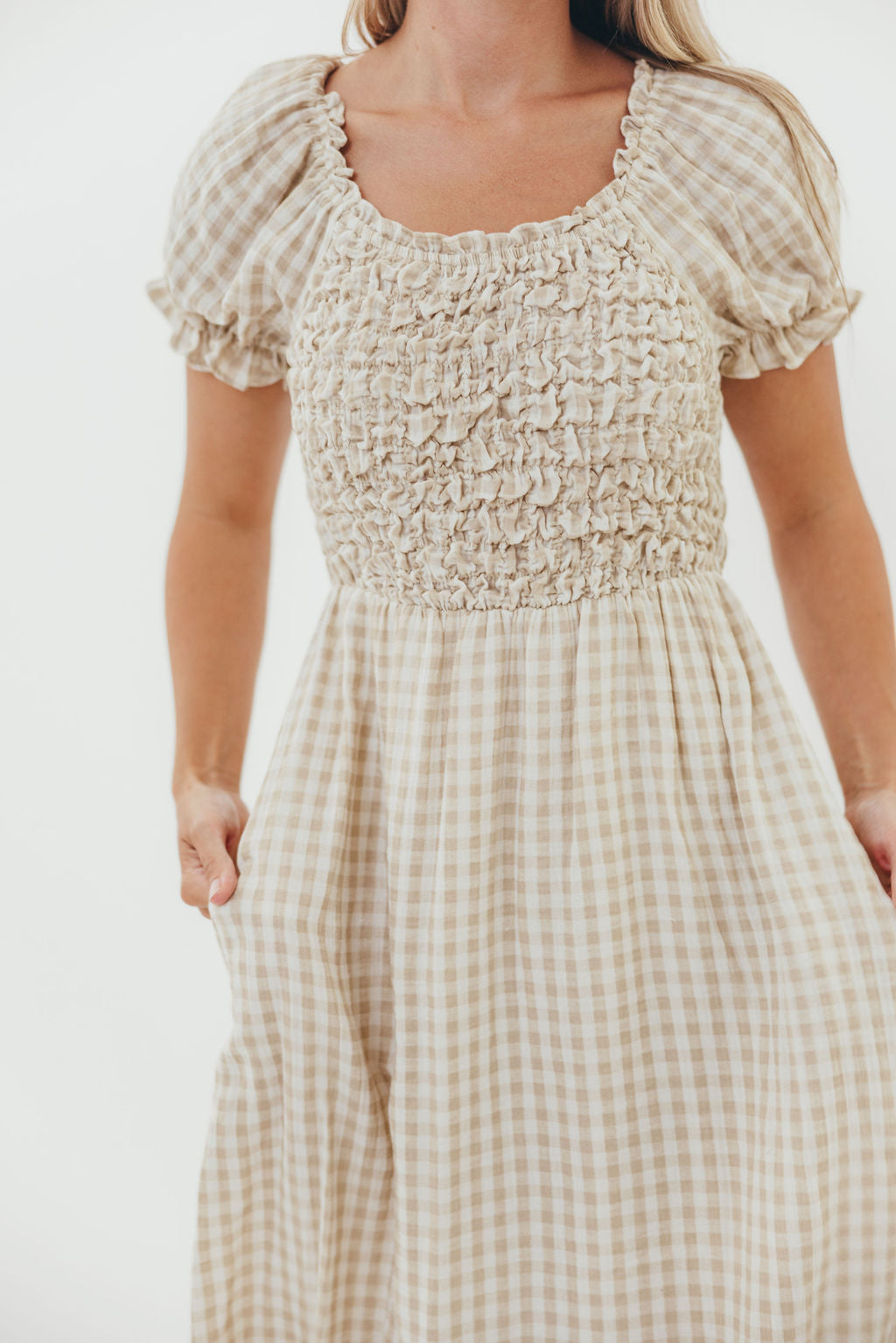 Emilia 100% Cotton Smocked Maxi Dress in Natural - Bump Friendly