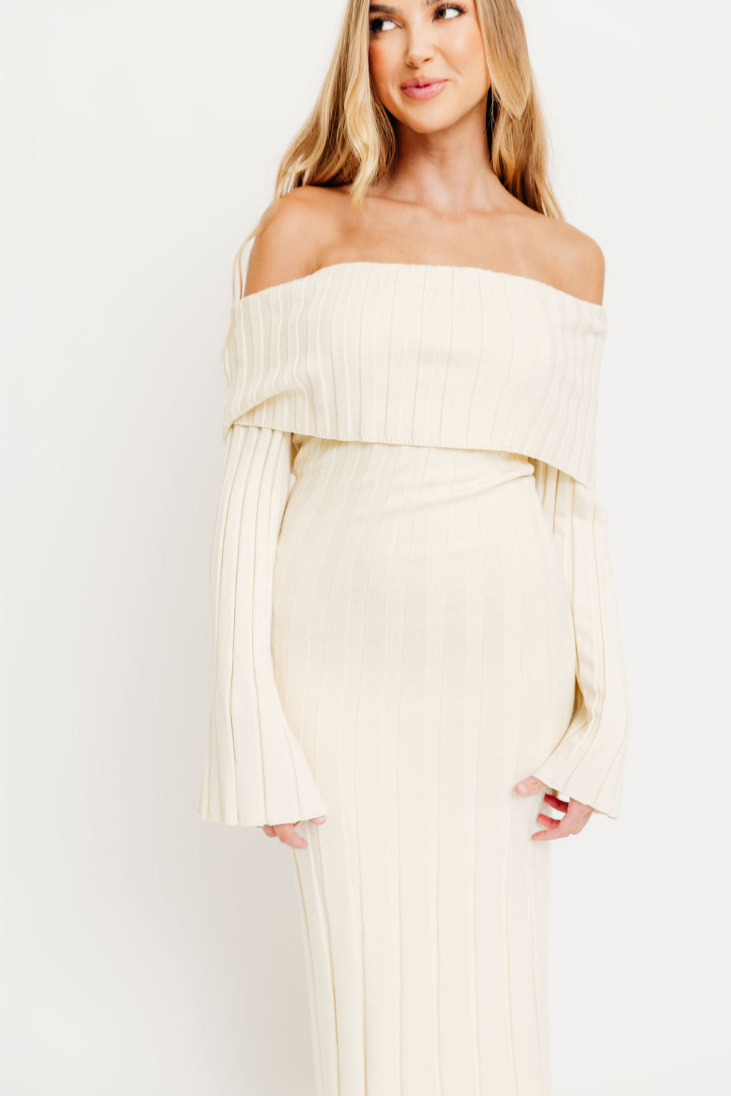 Evella Maxi Dress in Cream - Bump Friendly & Inclusive Sizing