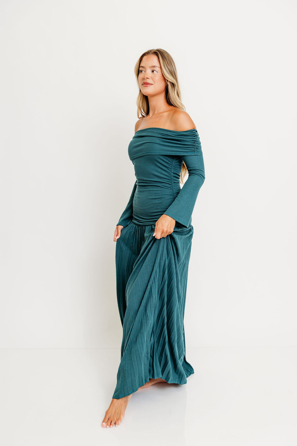 Lennox Long Sleeve Maxi Dress in Green