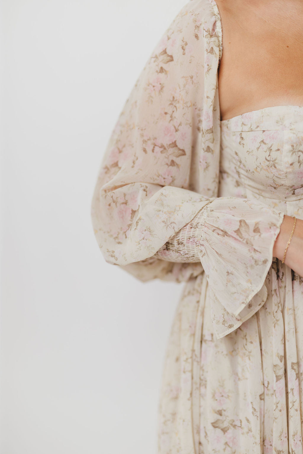 Delilah Maxi Dress with Train in Blush - Bump Friendly