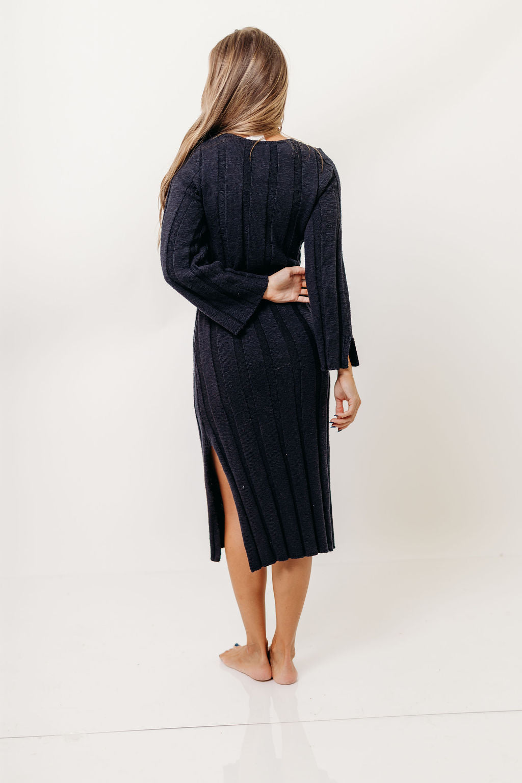 Marley 100% Cotton Midi Dress in Dark Navy