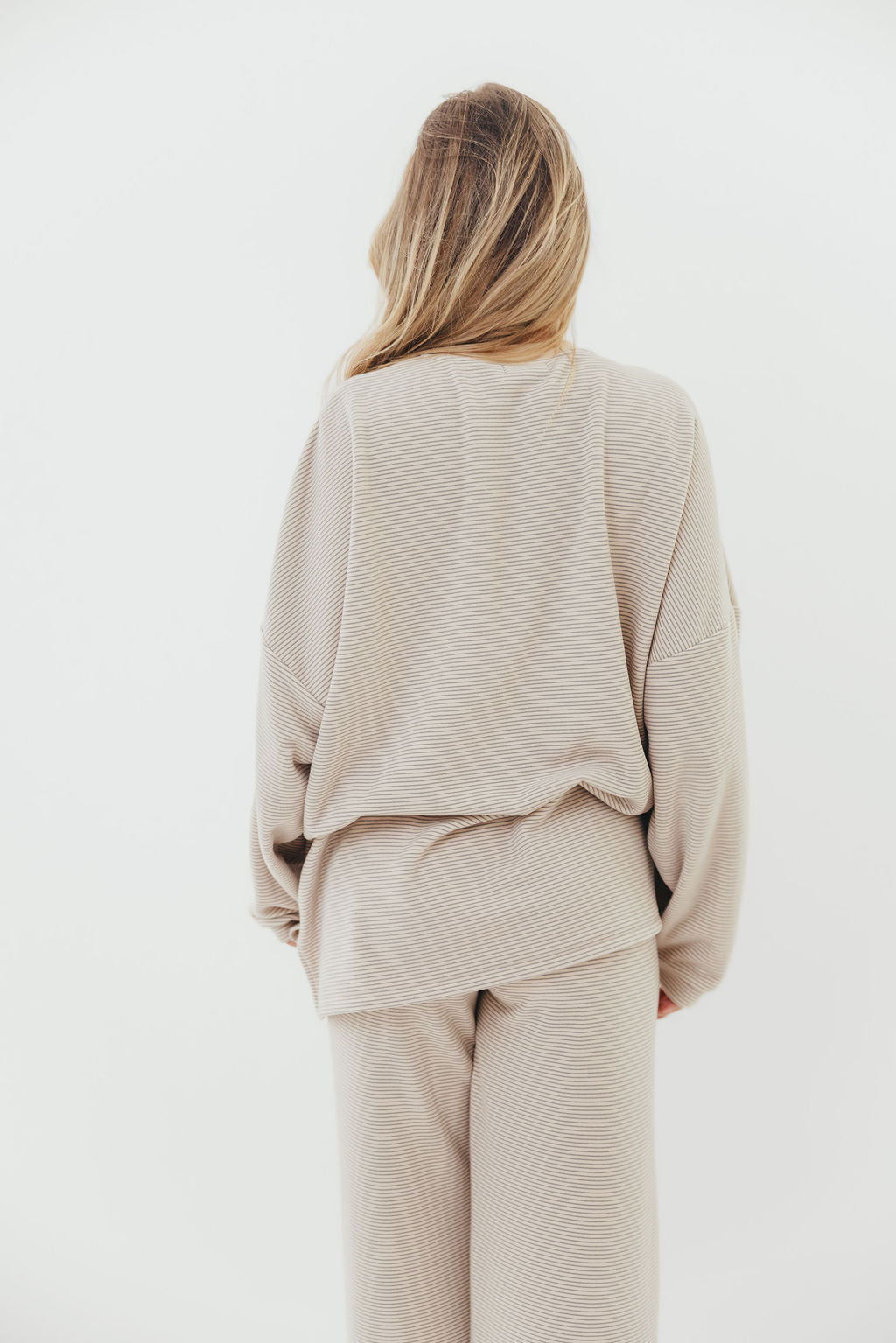 Naomi Oversized Fleece Top in Cream/Grey - Bump Friendly *Worth Exclusive Print*