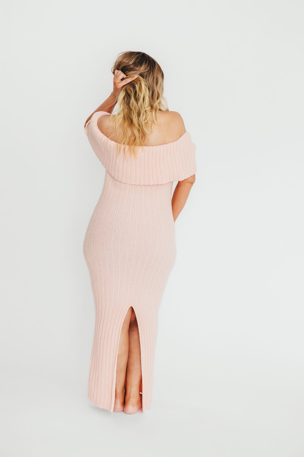Aston Bow Front Maxi Sweater Dress in Pinkish Petal – Bump Friendly & Inclusive Sizing (S-3XL)