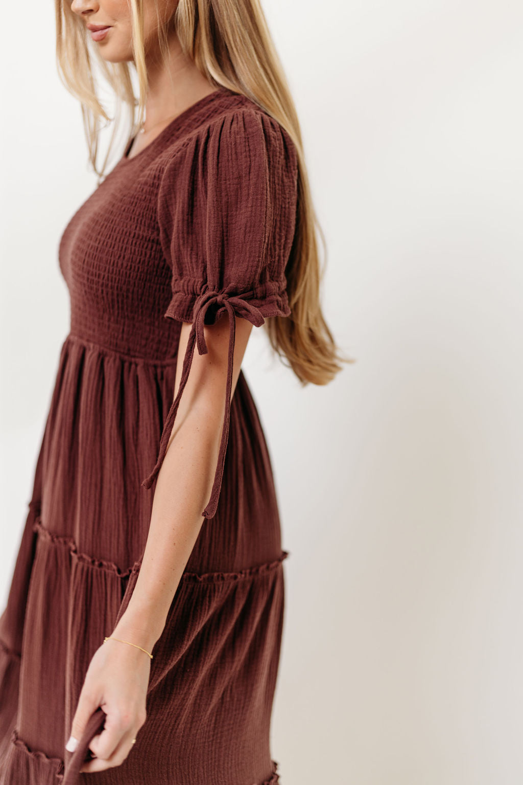 Trisha Cotton Midi Dress in Saddlewood