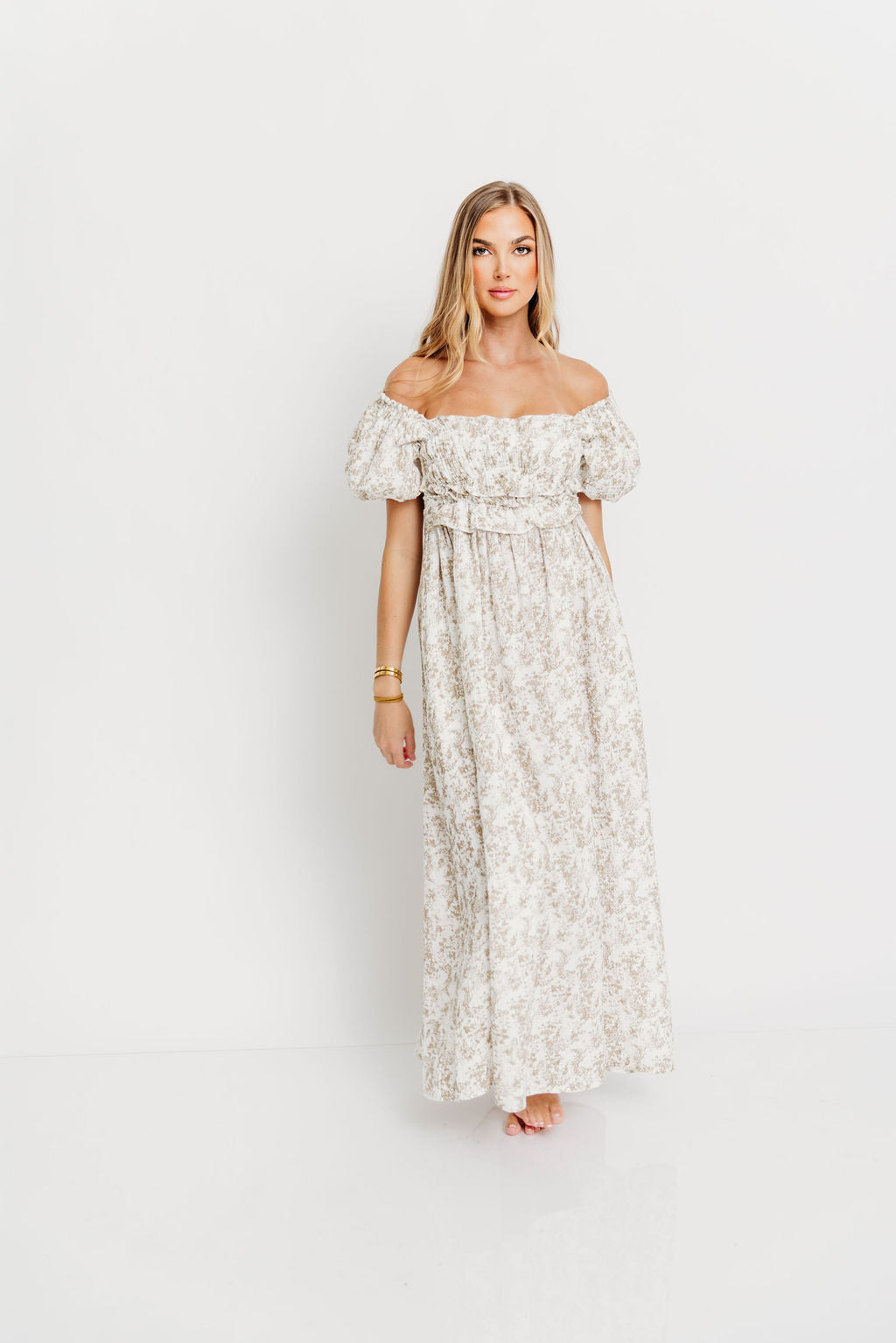 Finley 100% Cotton Peplum Midi Dress in Hampton Taupe - Bump & Nursing Friendly with Modest Back