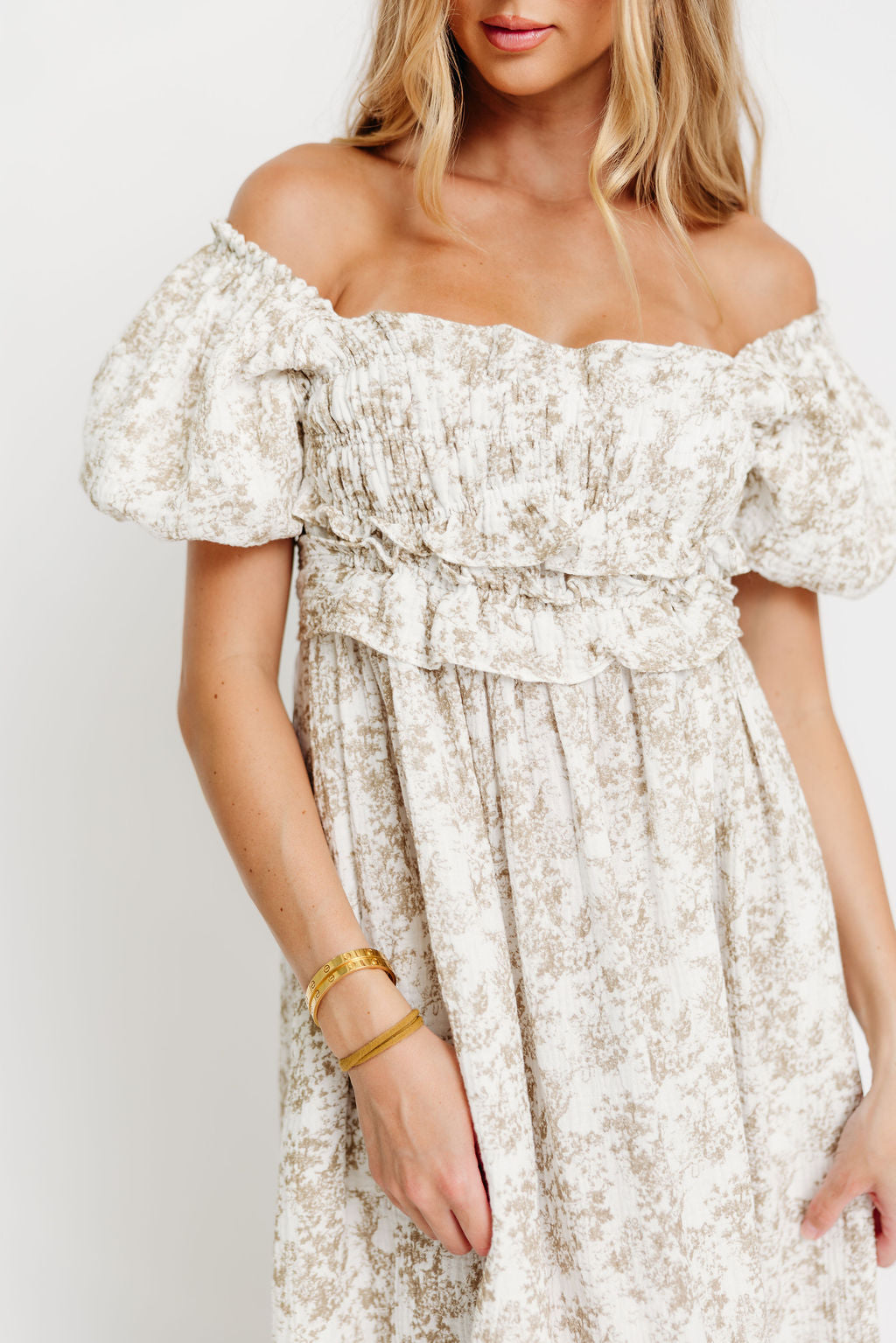 Finley 100% Cotton Peplum Midi Dress in Hampton Taupe - Bump & Nursing Friendly with Modest Back