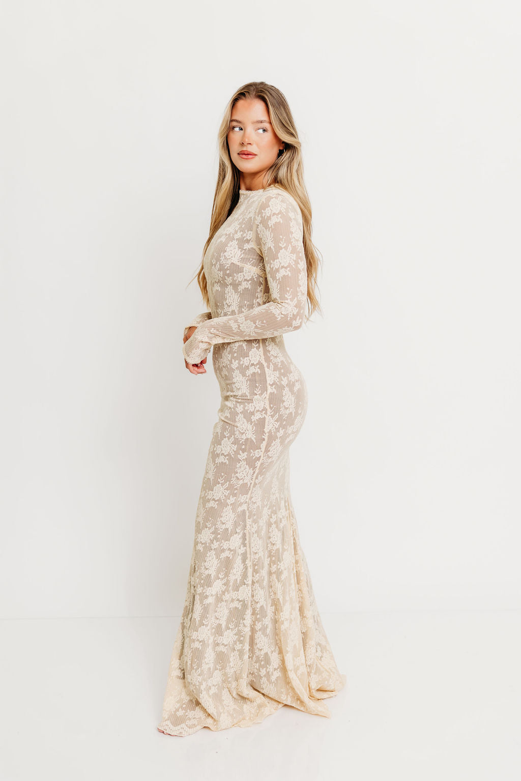 Seraphine Lace Maxi Dress in Cream - Inclusive Sizing & Bump Friendly (Size Up for Bump)