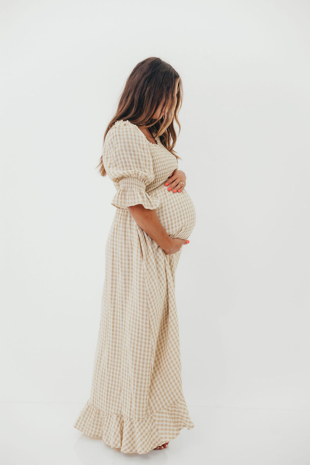 Sienna 100% Cotton Puff Sleeve Maxi Dress in Natural - Bump Friendly