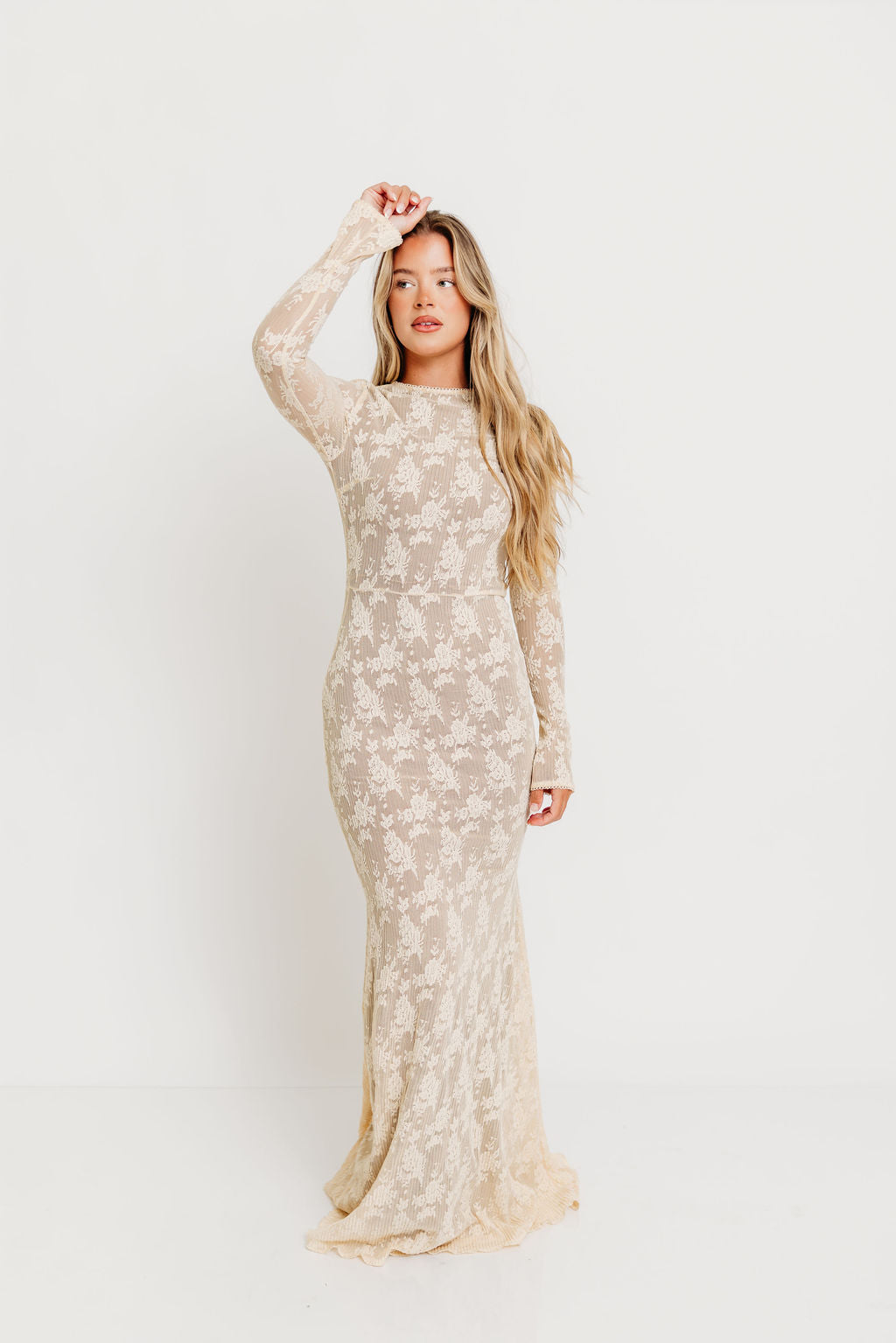 Seraphine Lace Maxi Dress in Cream - Inclusive Sizing & Bump Friendly (Size Up for Bump)