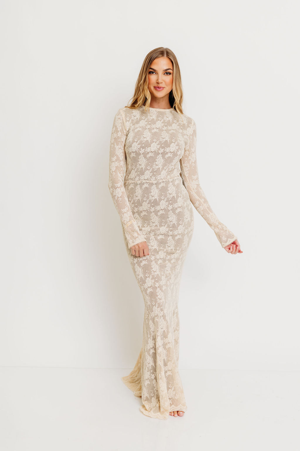 Seraphine Lace Maxi Dress in Cream - Inclusive Sizing & Bump Friendly (Size Up for Bump)