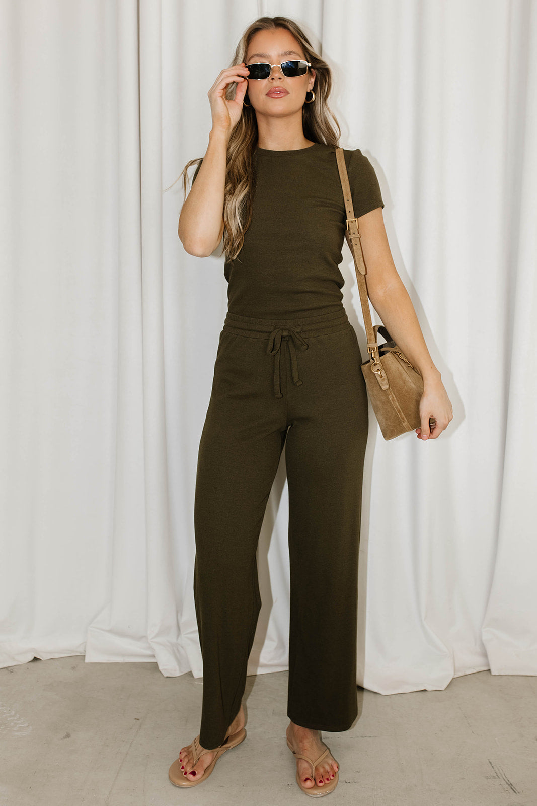 The Muse Knit Top & Pants Set in Olive