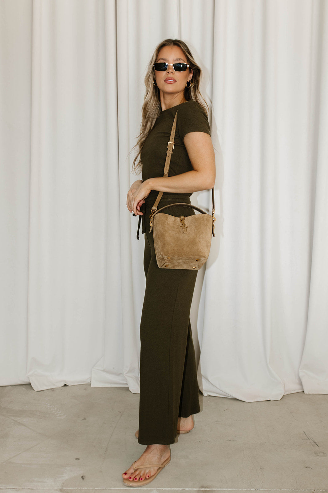 The Muse Knit Top & Pants Set in Olive