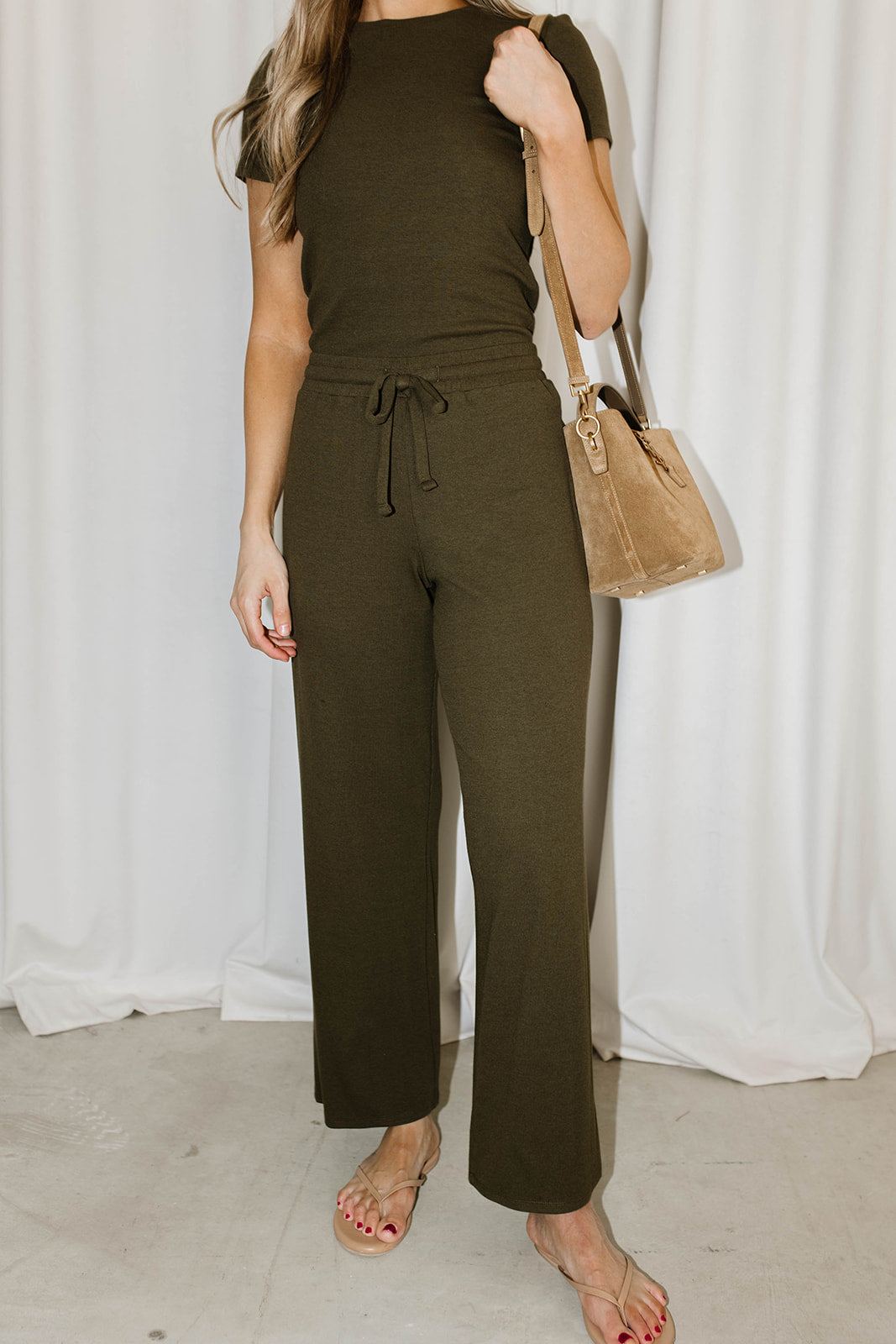 The Muse Knit Top & Pants Set in Olive