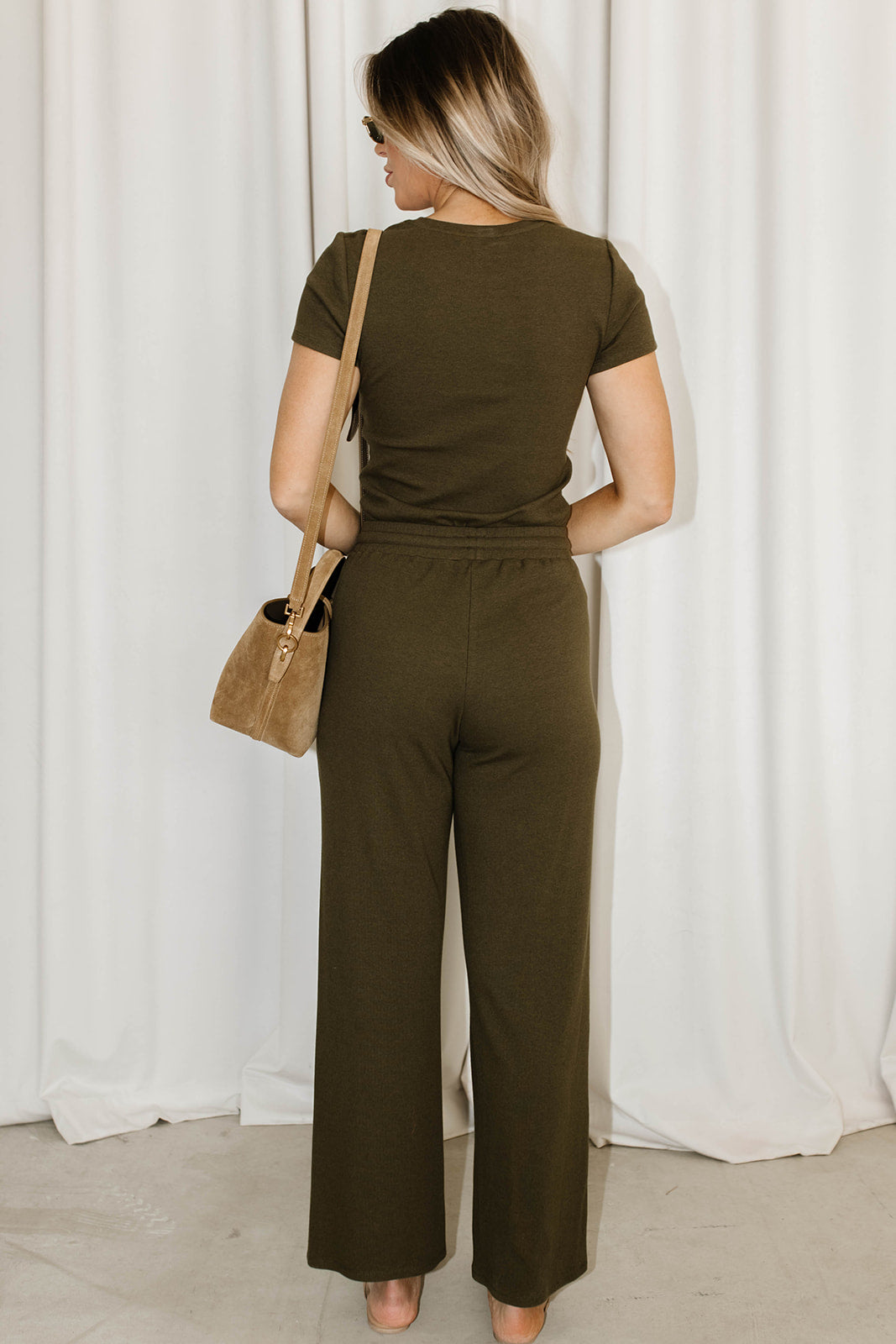 The Muse Knit Top & Pants Set in Olive