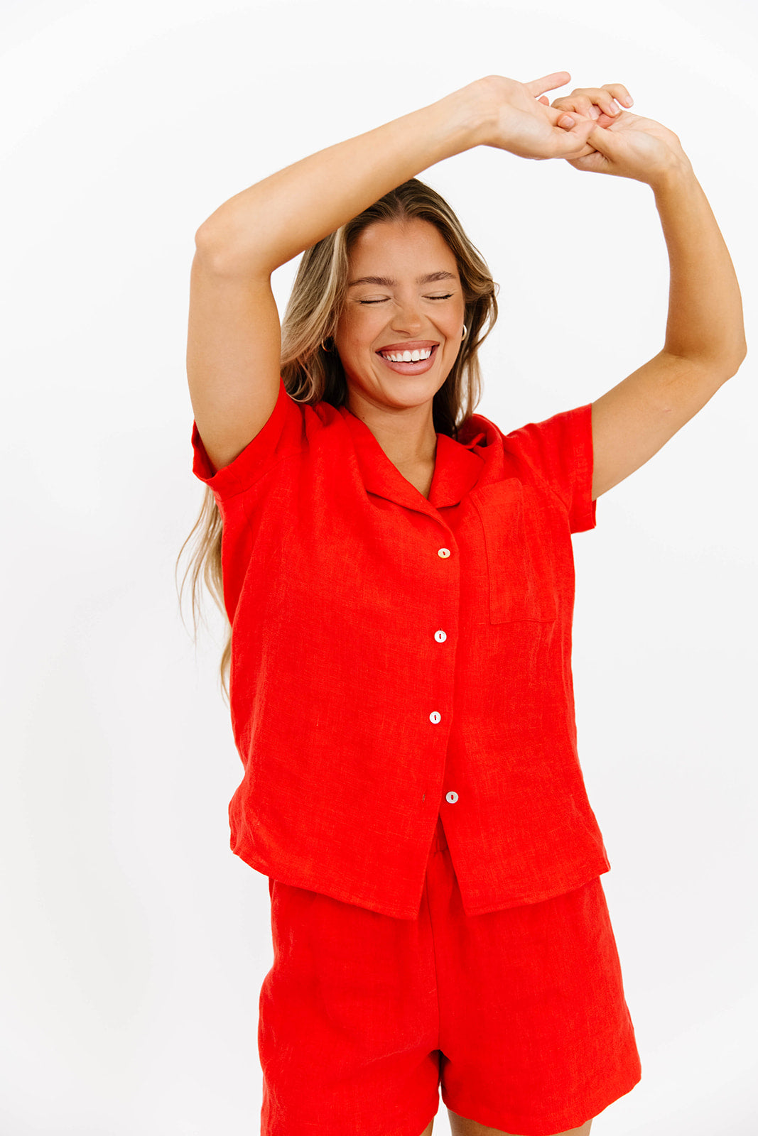 NeNe Linen Two Piece Set in Poppy
