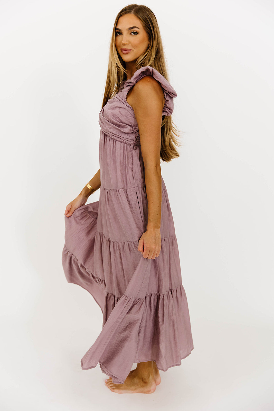 Yvonne Tiered Maxi Dress in Dusty Lavender