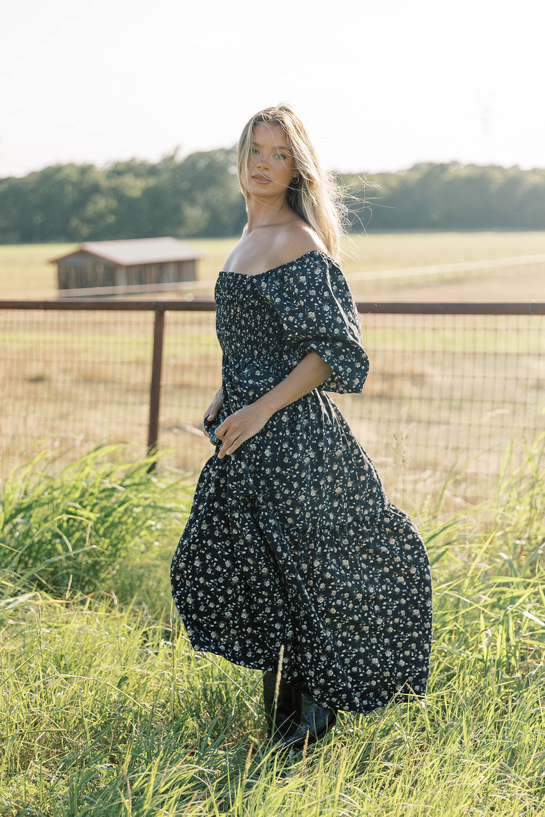Felicia Midi Dress in Black