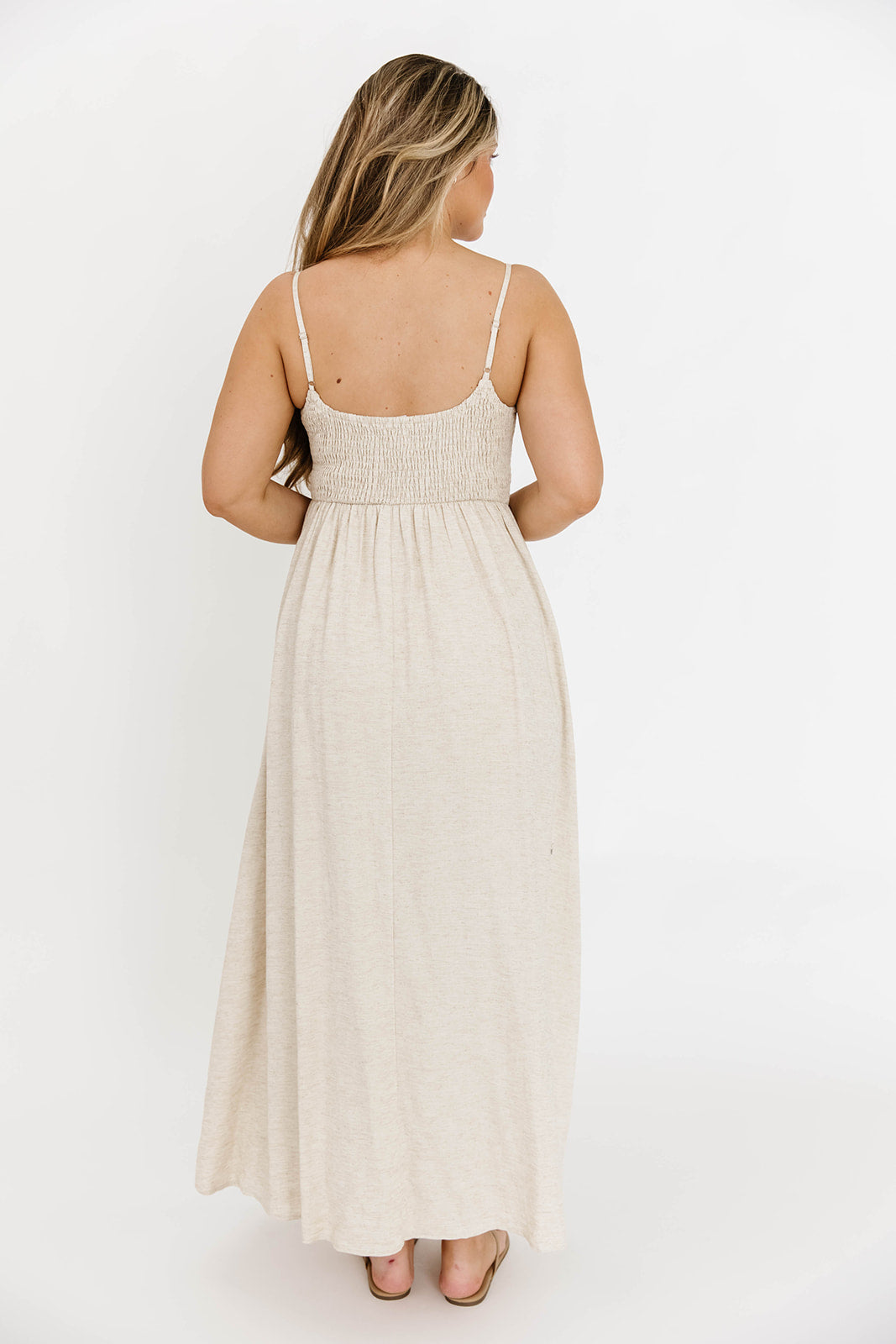 Josefina Smocked Maxi Dress in Natural - Bump Friendly