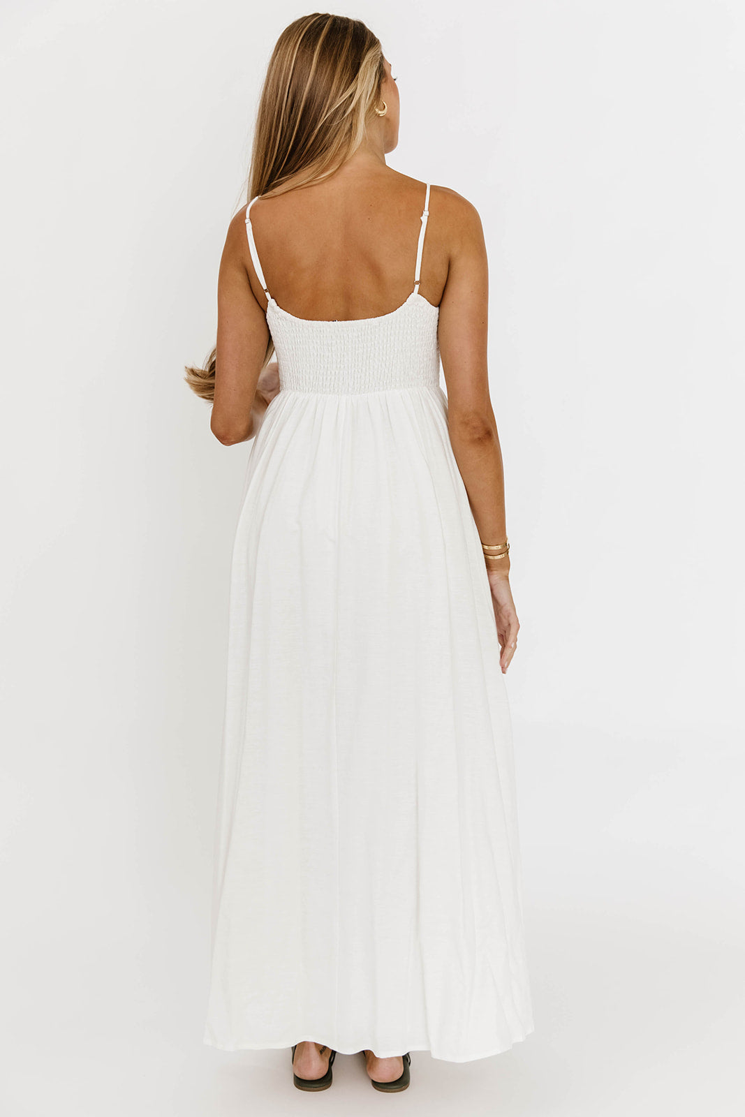 Josefina Smocked Maxi Dress in Off White