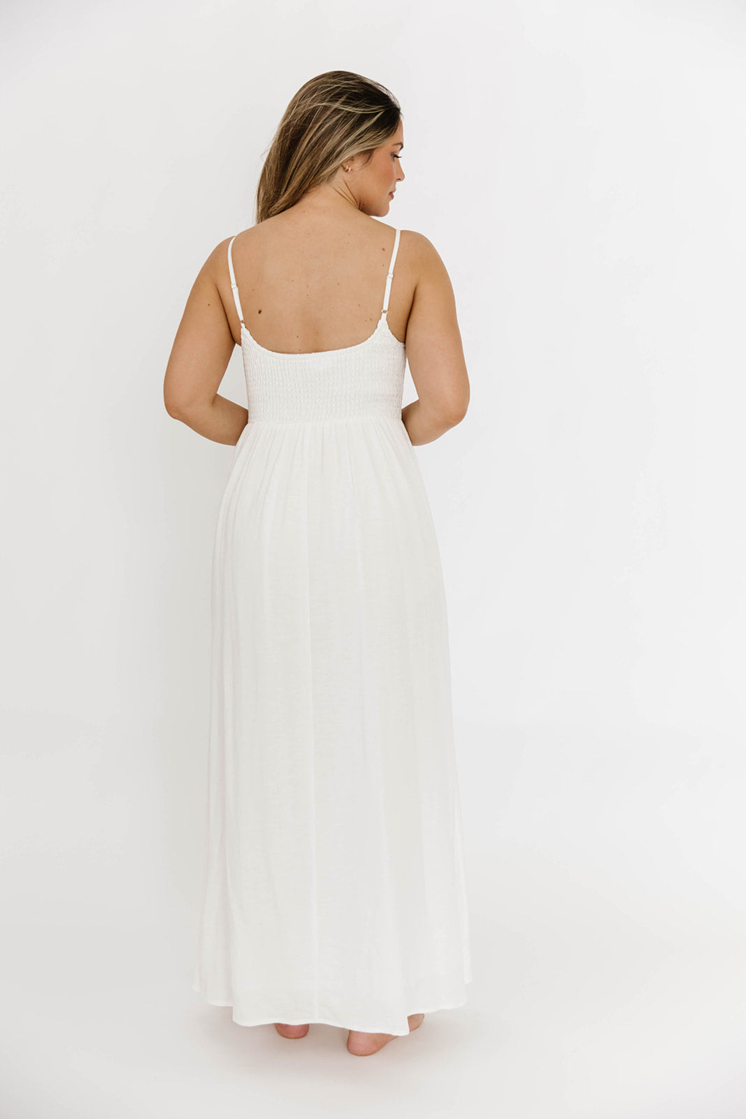 Josefina Smocked Maxi Dress in Off White
