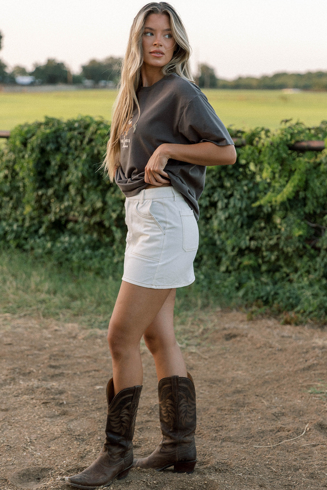 Rosalyn Mini Skirt in Ecru